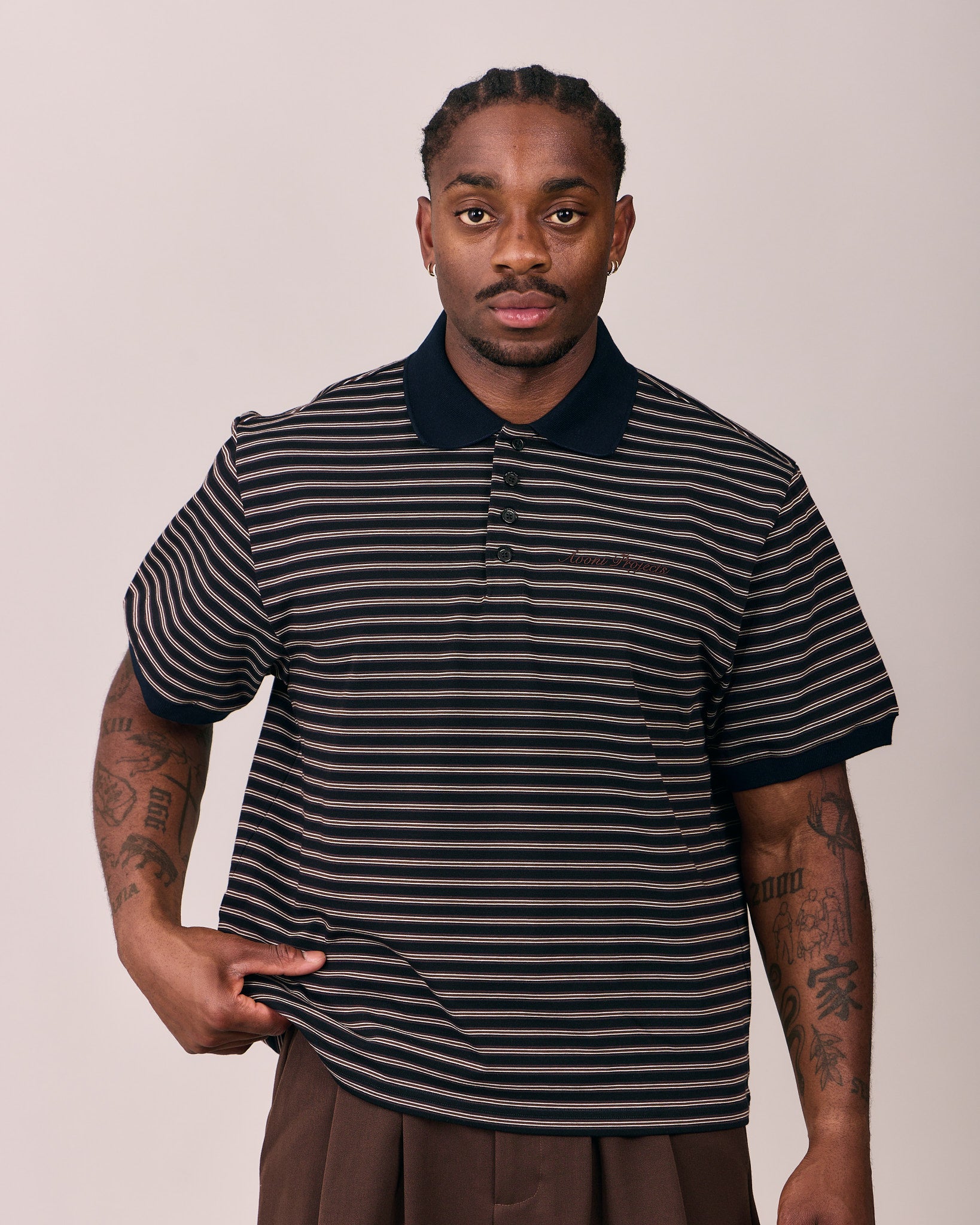 SS Polo Shirt - Black Stripe – Avoni Projects