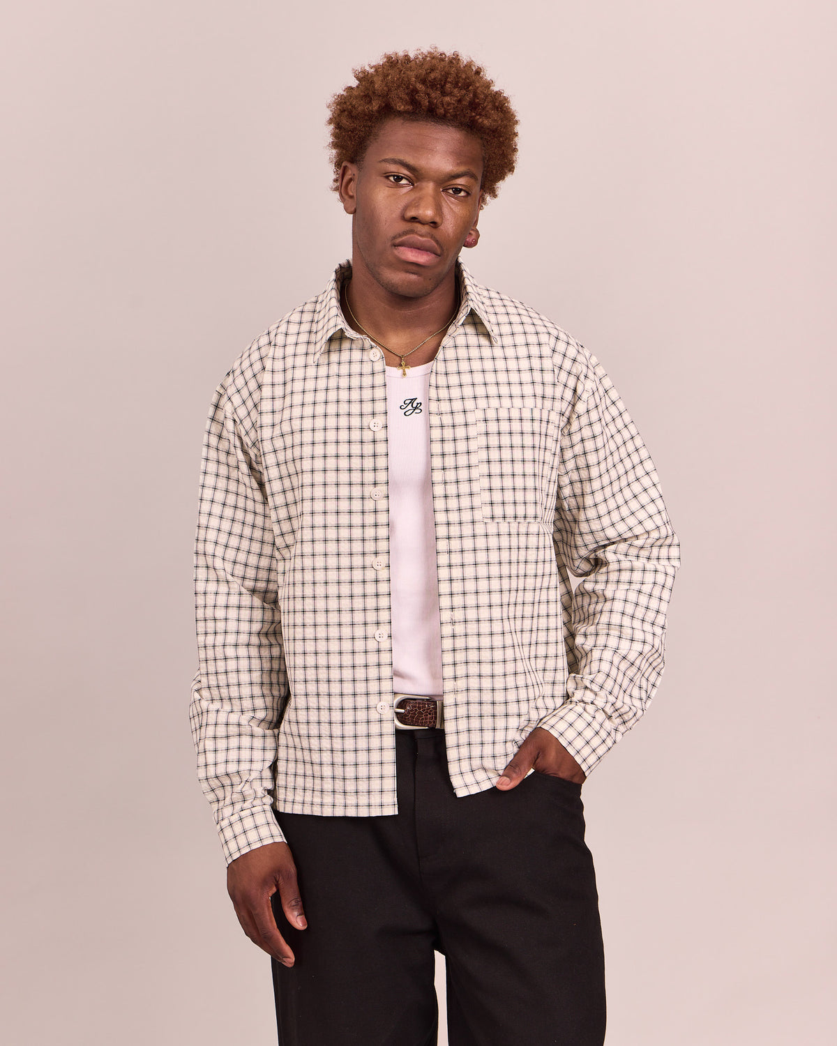 LS Checkered Shirt - Big Navy Check