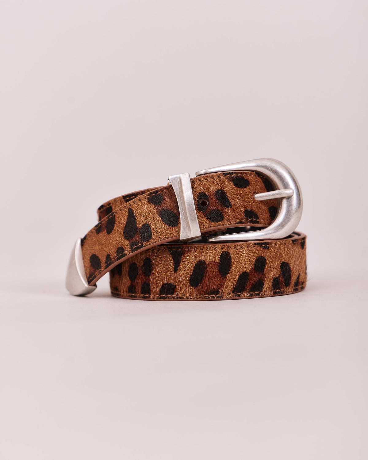 Leather Belt - Leopard Cow Hair