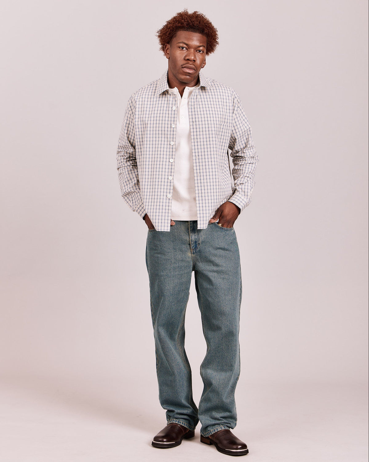 LS Checkered Shirt - Blue/Off White