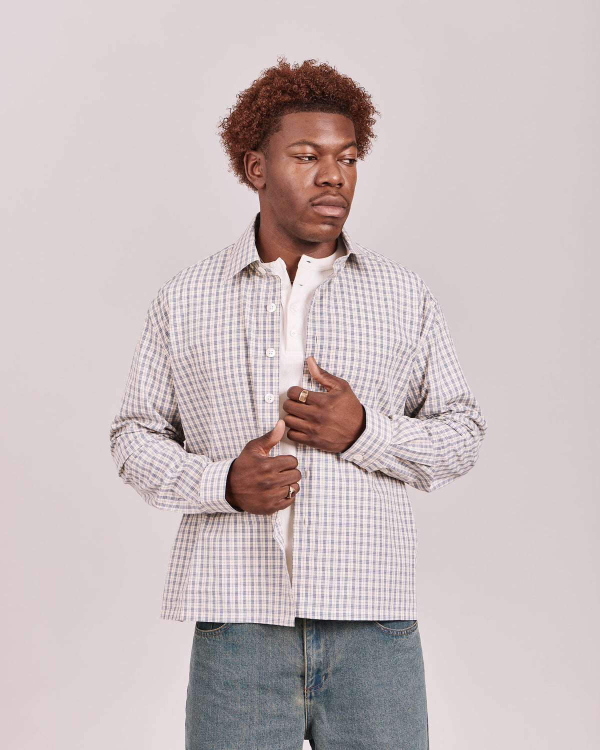 LS Checkered Shirt - Blue/Off White