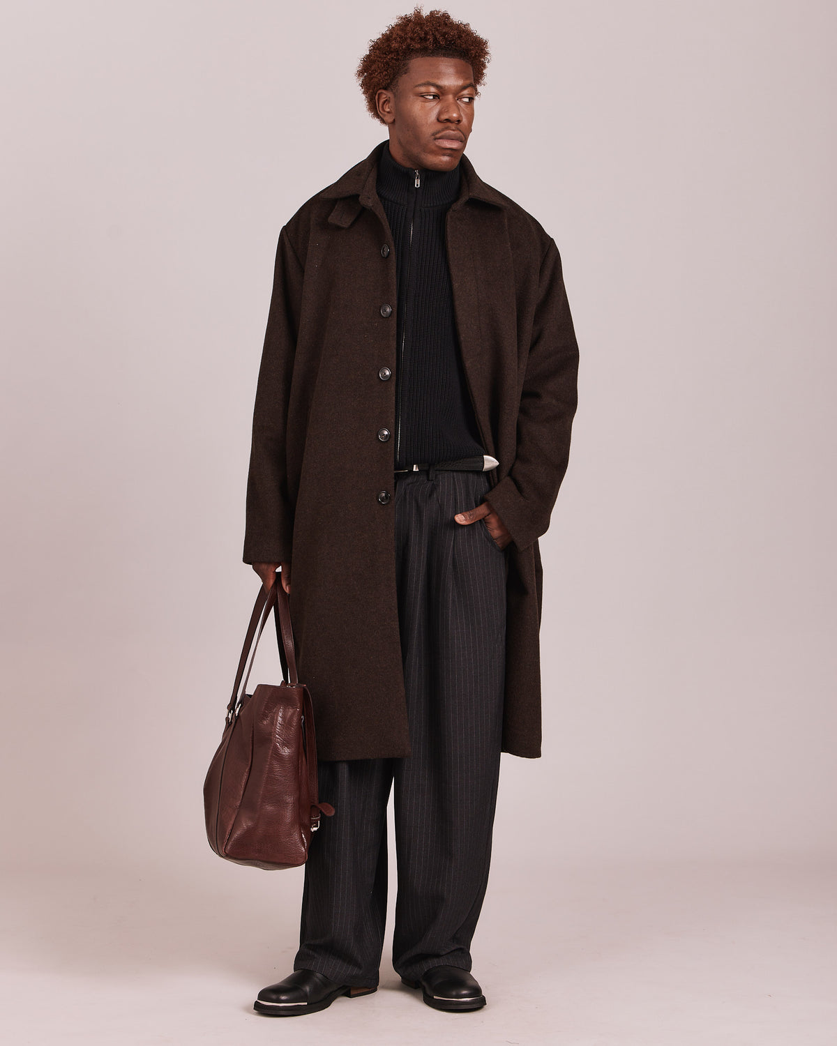 Wool Coat - Dark Brown Melange
