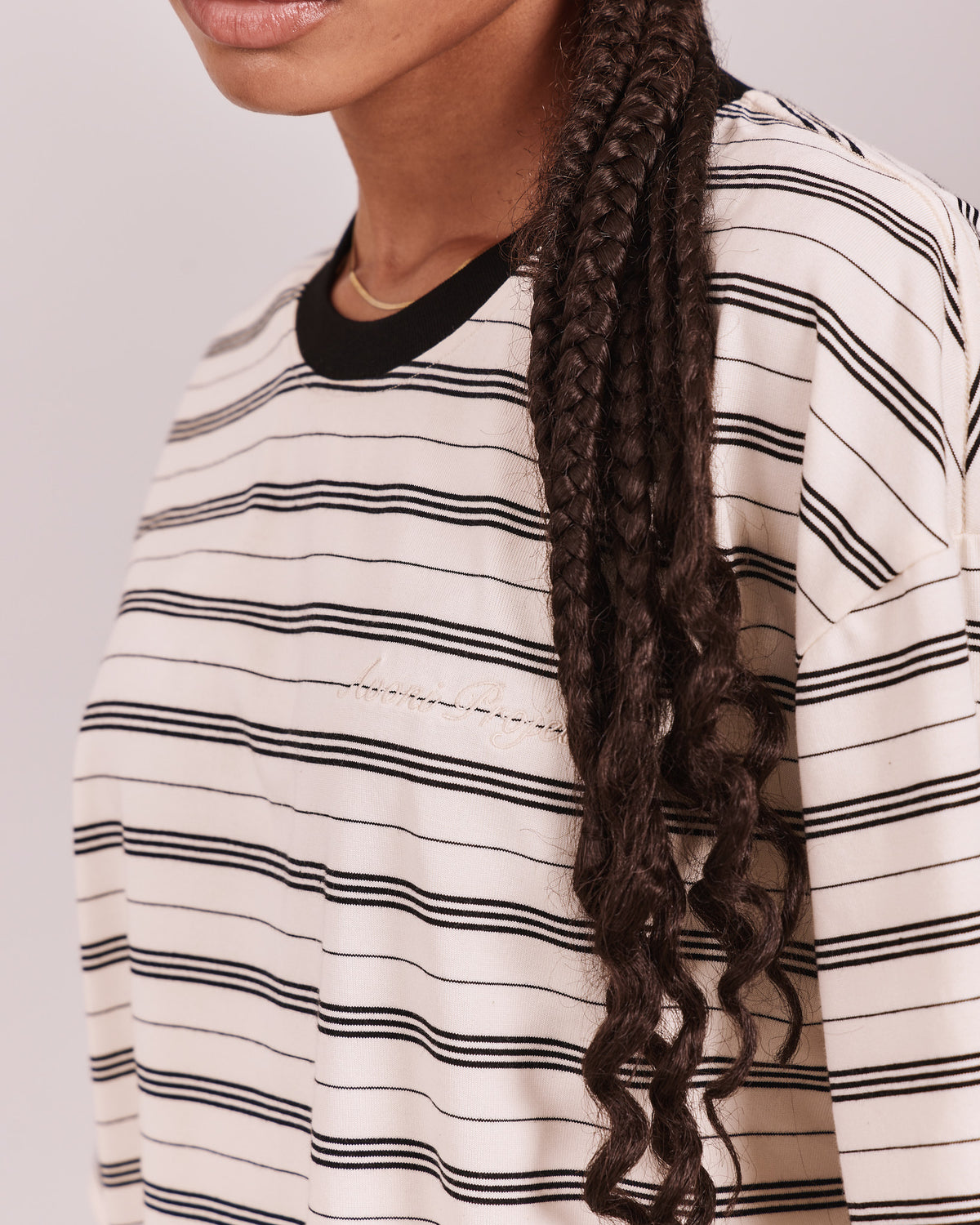 SS Boxy Tee - White Stripe