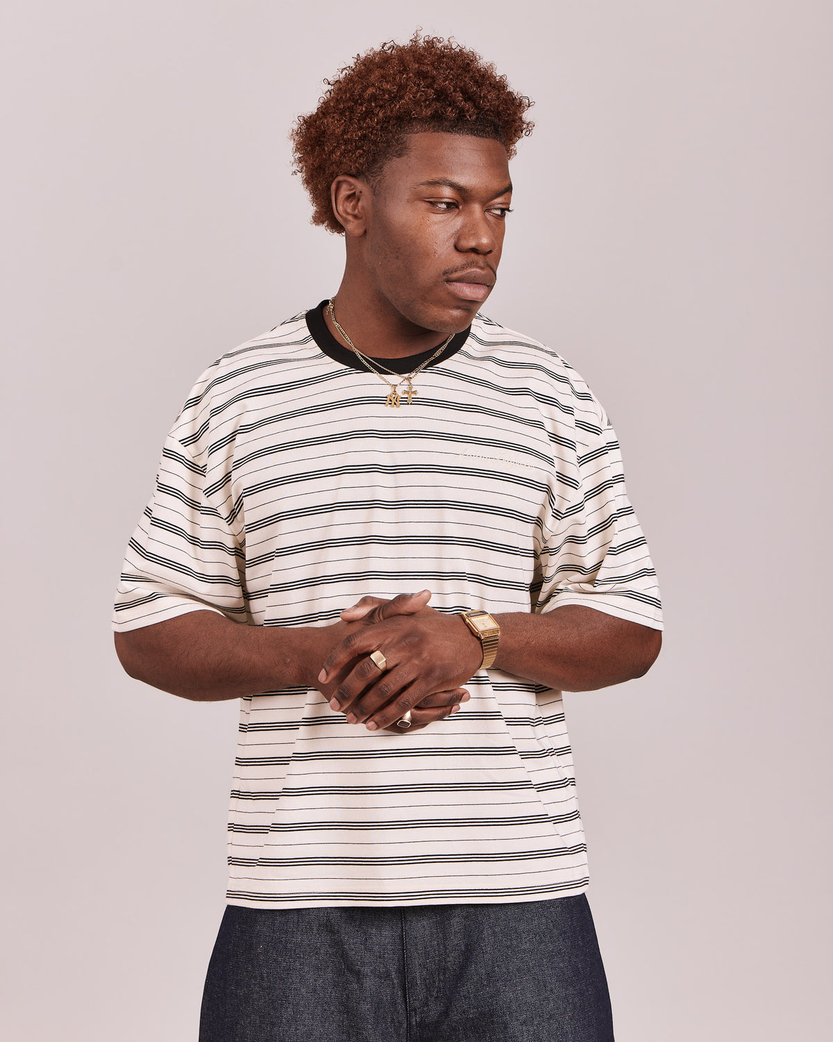 SS Boxy Tee - White Stripe