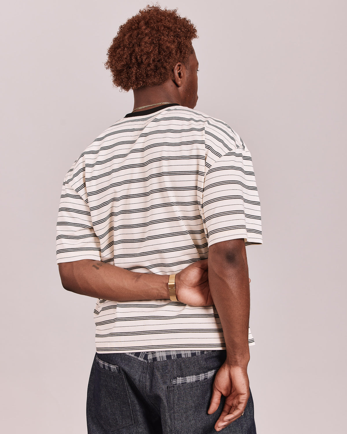 SS Boxy Tee - White Stripe