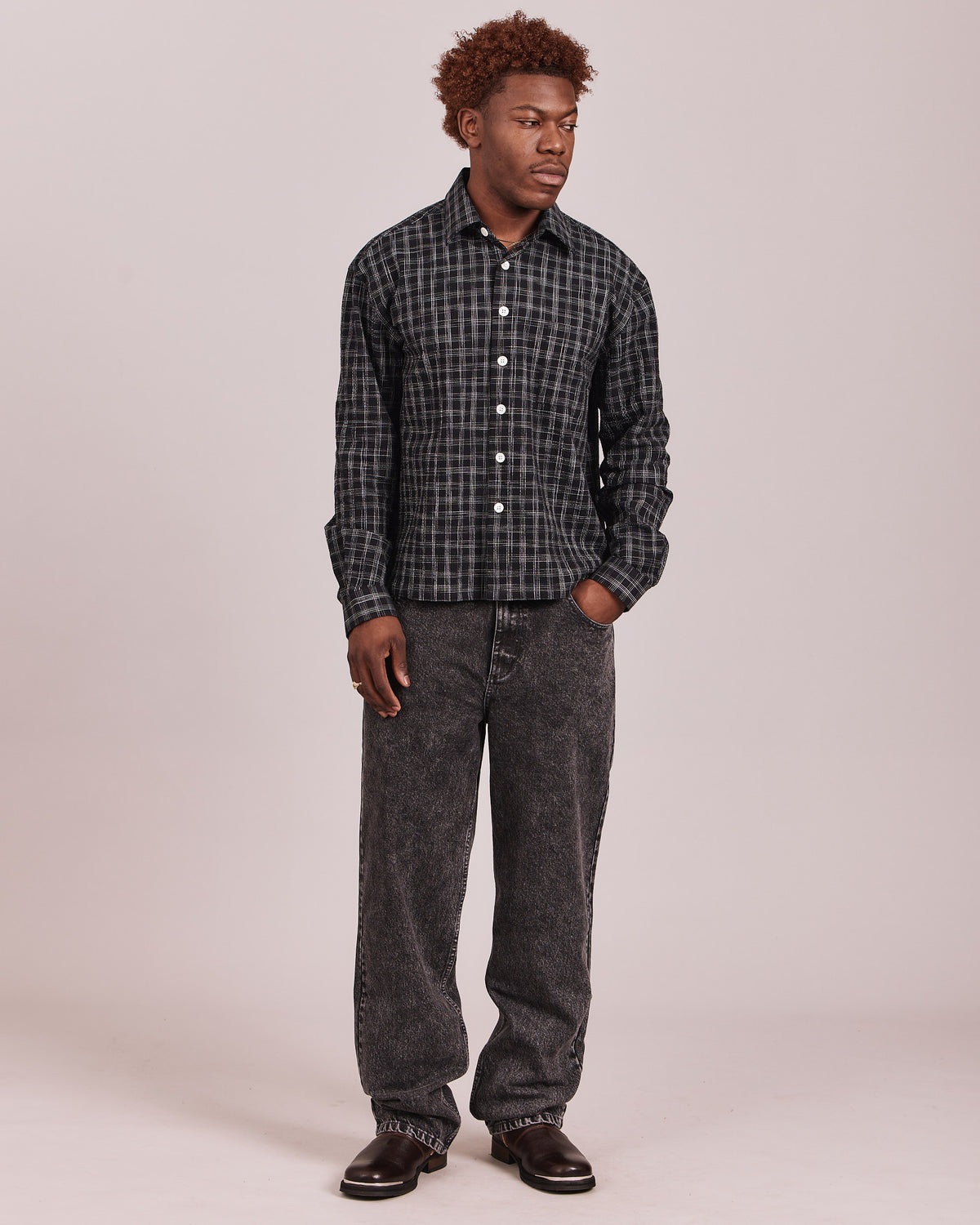 LS Checkered Shirt - Black/White