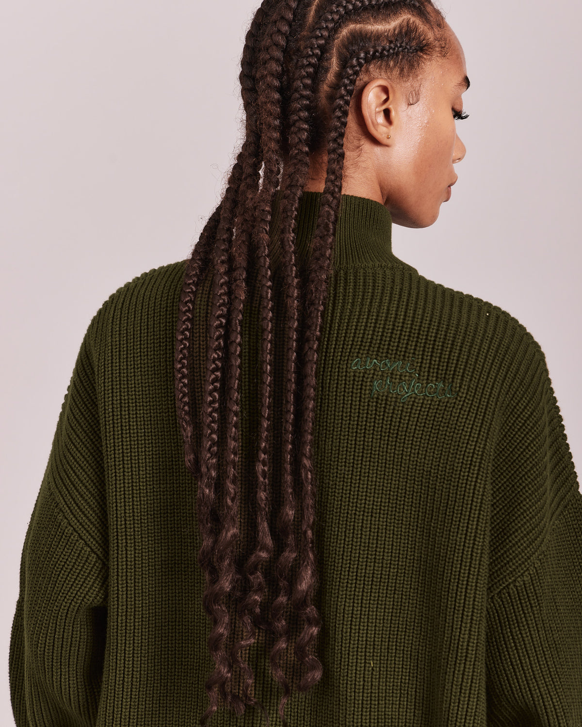 Fisherman Zip Cardigan Knit - Dark Moss