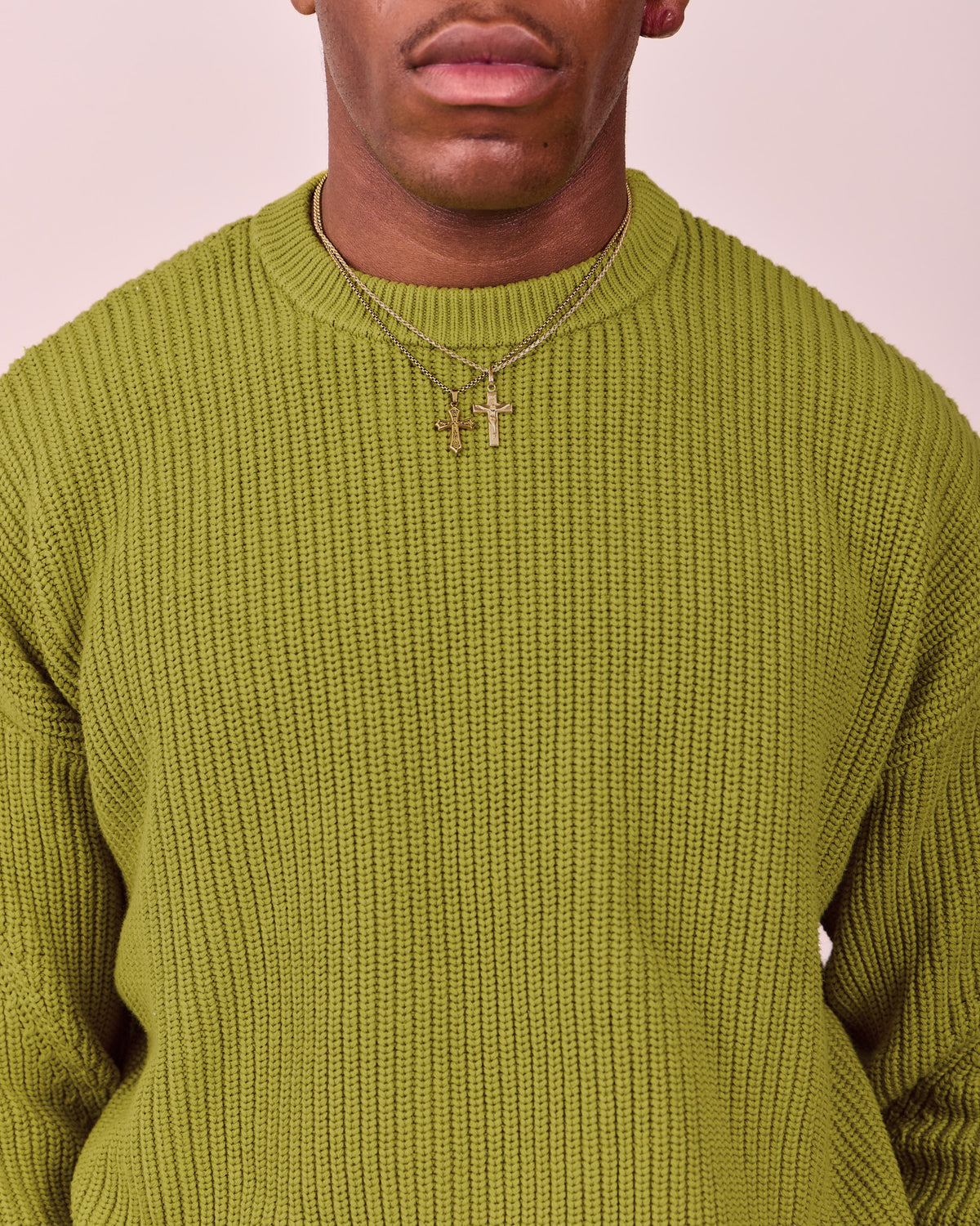 Fisherman O-Neck Knit - Moss Green