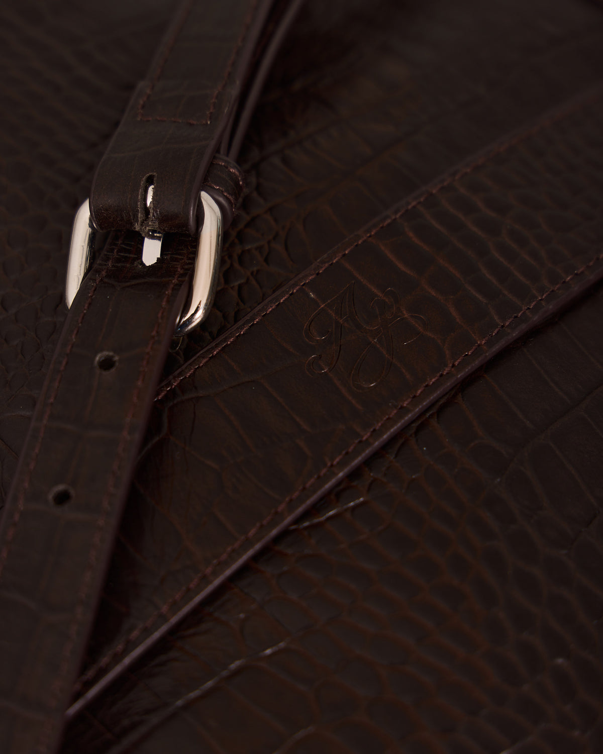 High Gloss Leather Bag - Brown Croc