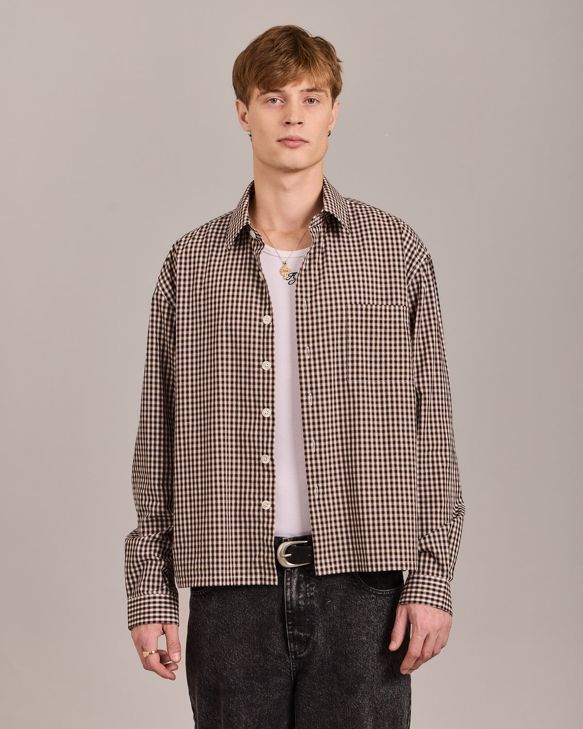 LS Checkered Shirt - Black/Brown