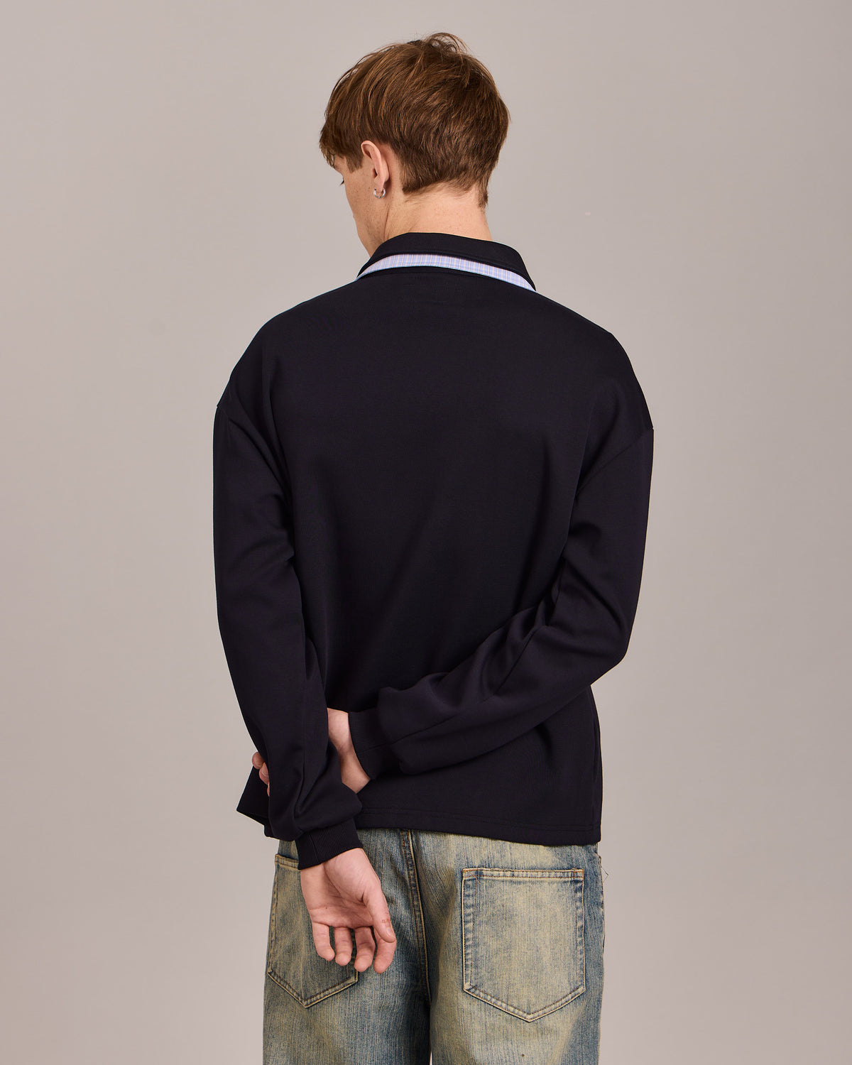 LS Polo Sweatshirt - Navy