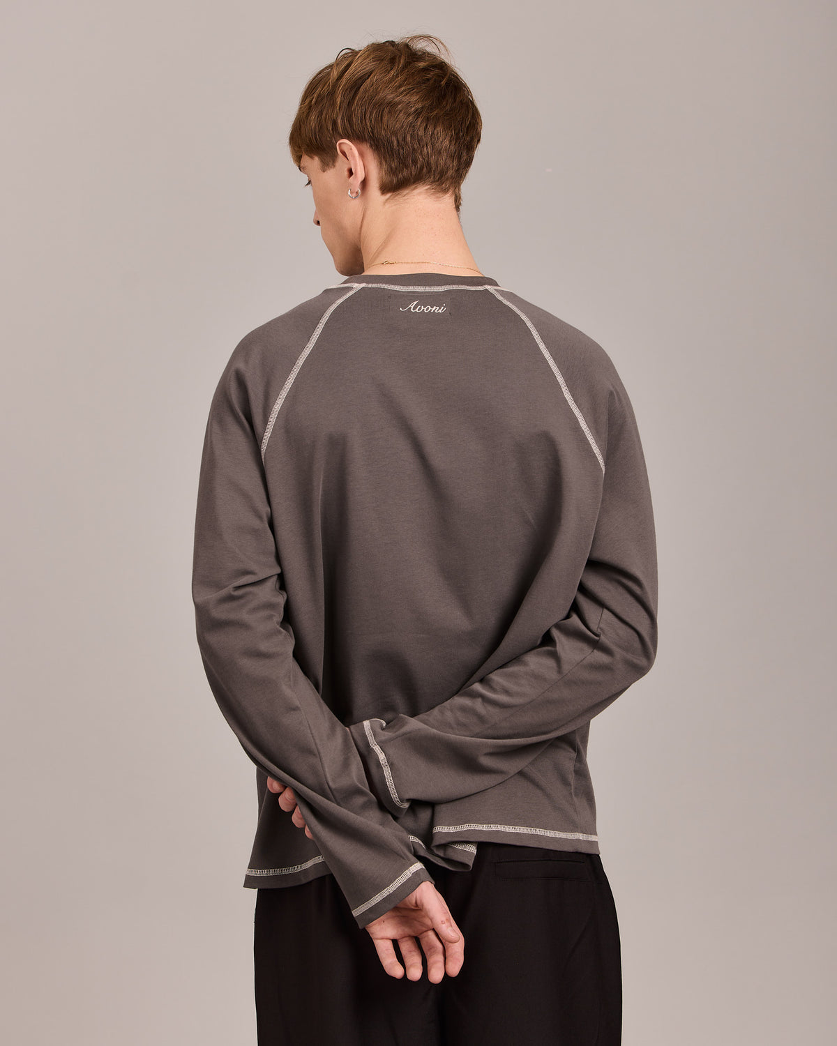 LS Classic Flatlock Tee - Brown/Marshmallow