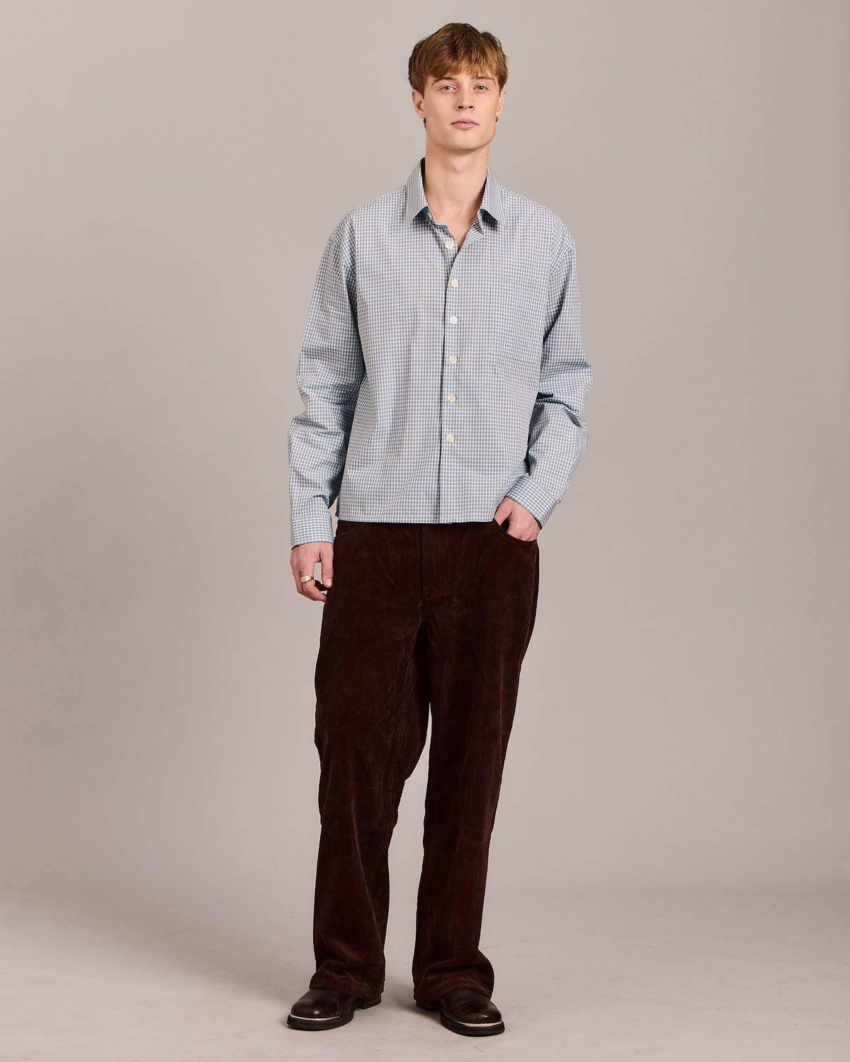 Straight Corduroy Pants - Brown