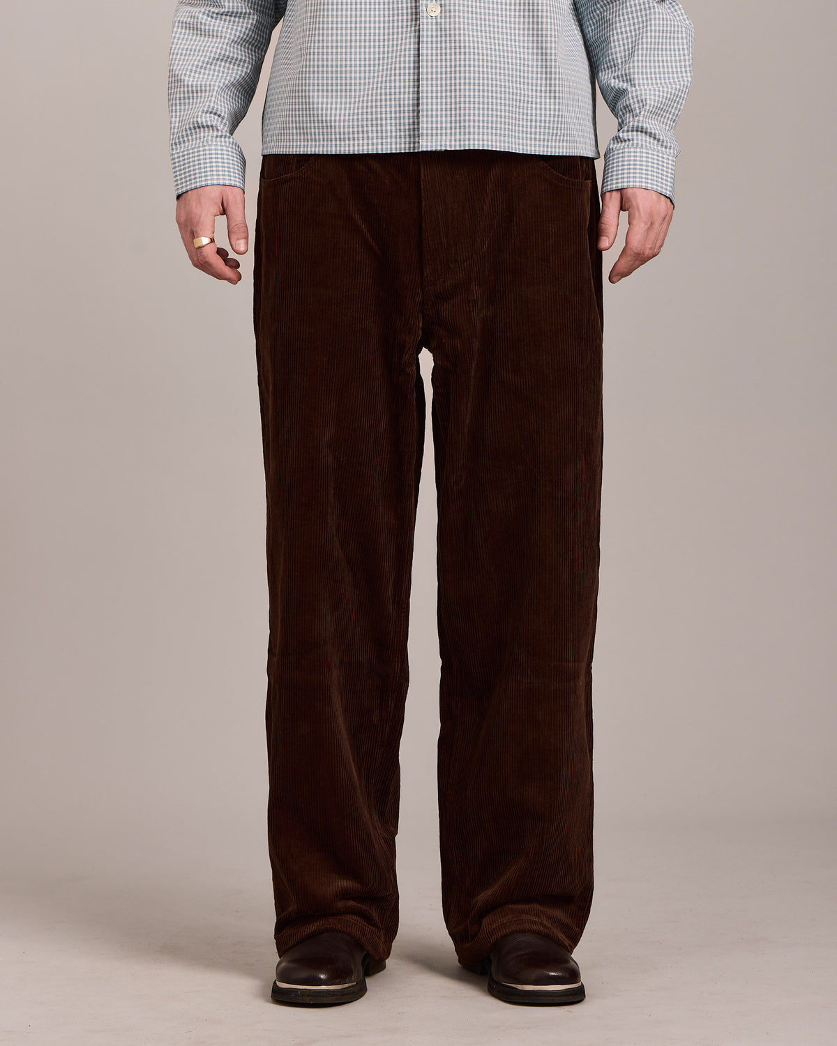 Straight Corduroy Pants - Brown
