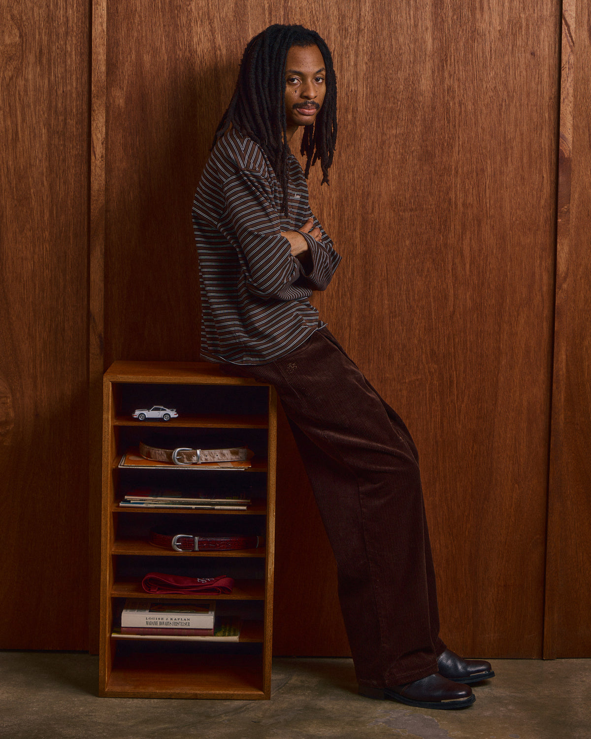 Straight Corduroy Pants - Brown