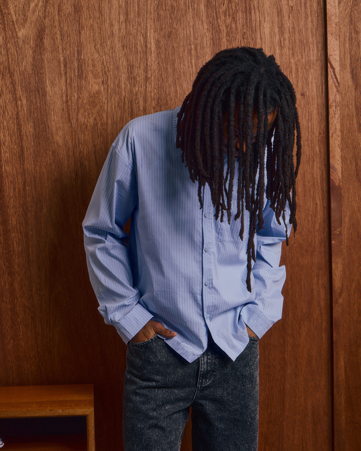 LS Striped Shirt - Light Blue w. White Stripe