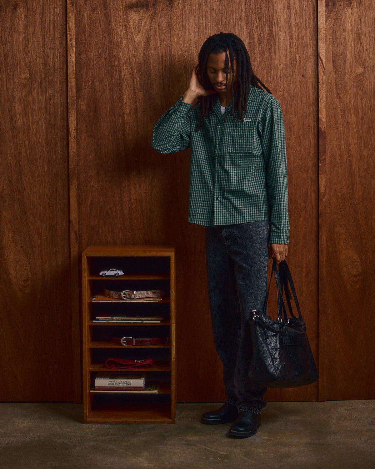 LS Checkered Shirt - Bowling Collar SPFL - Dark Green
