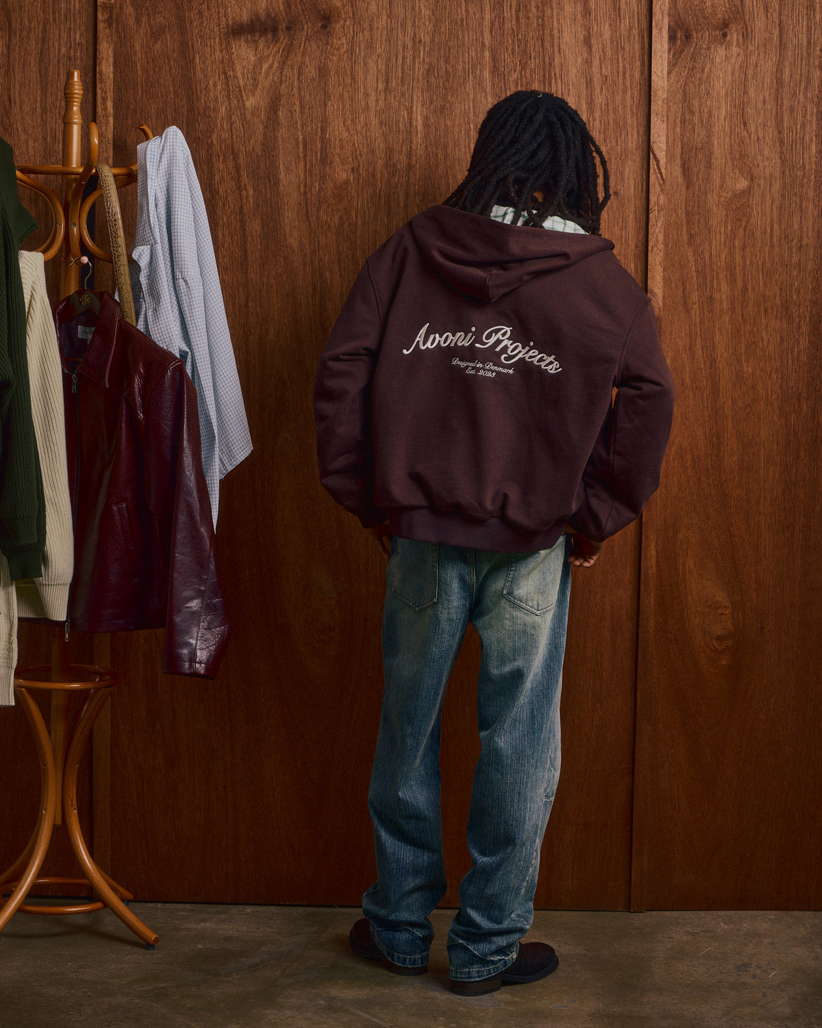 Reversible Zip Hoodie - Dark Brown/Green Check