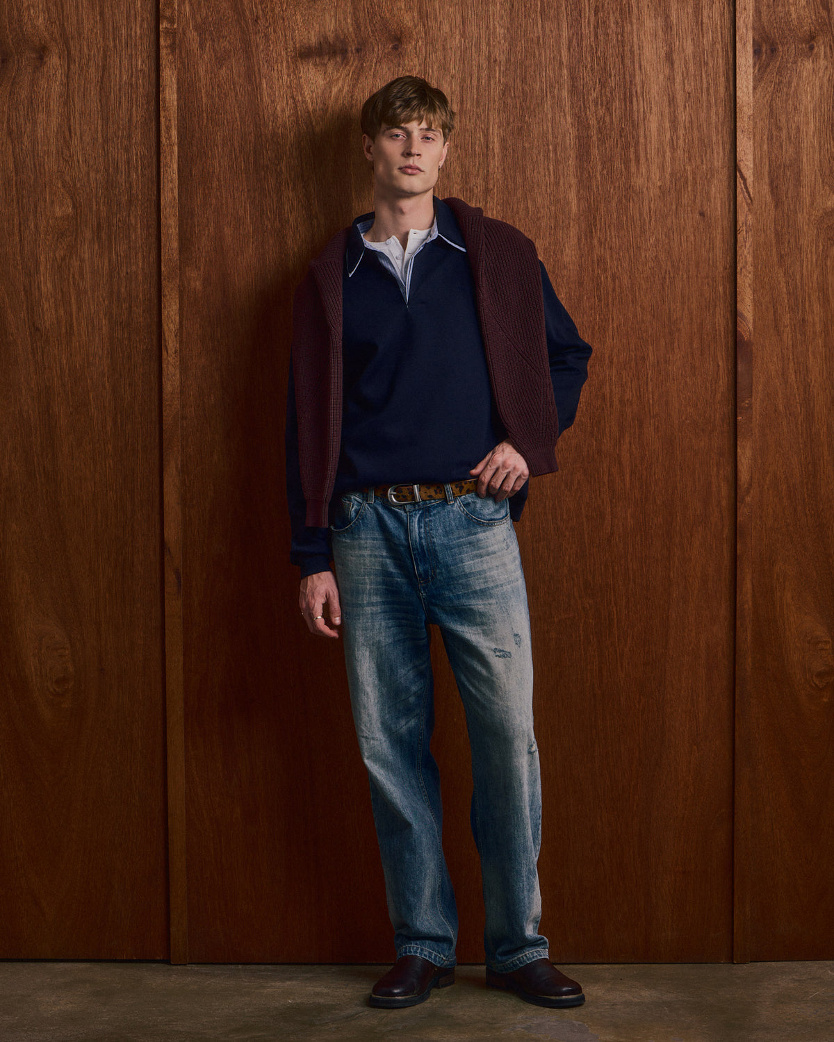 LS Polo Sweatshirt - Navy