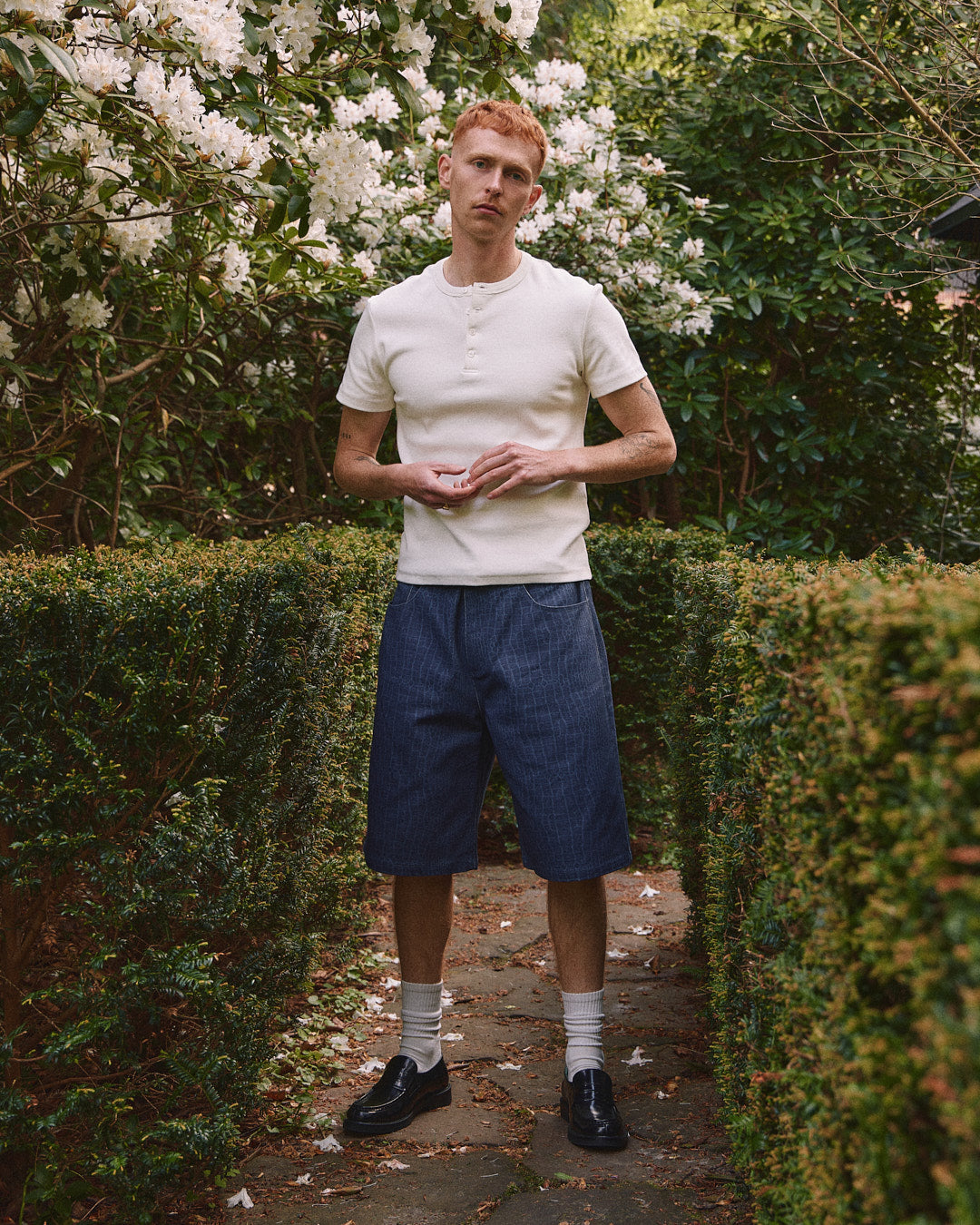 Baggy Canvas Jorts - Blue Croc