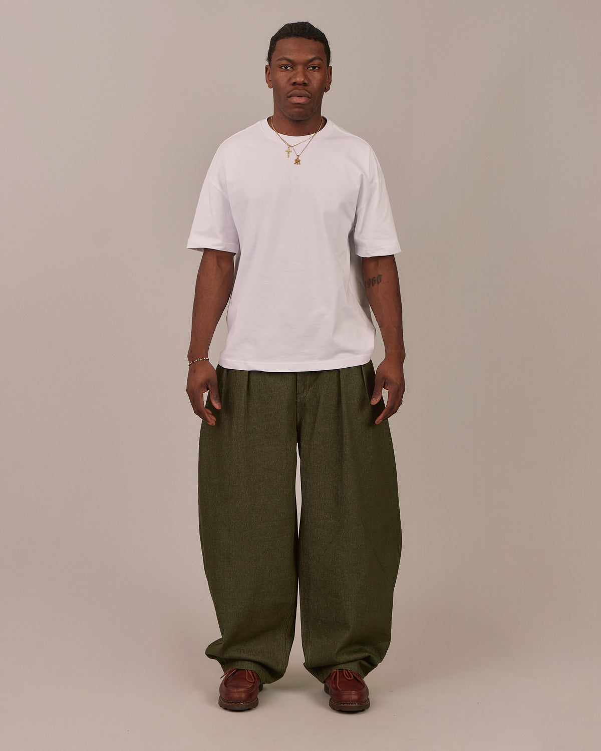 Baggy Pleated Pants - Green