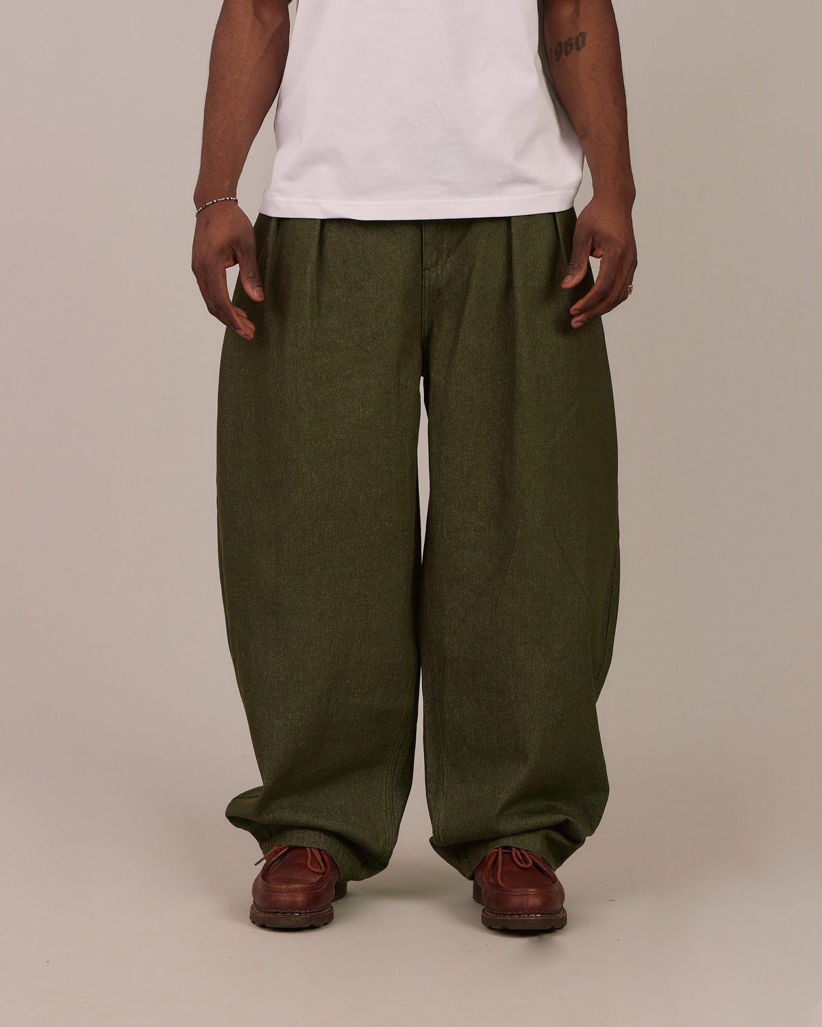 Baggy Pleated Pants - Green