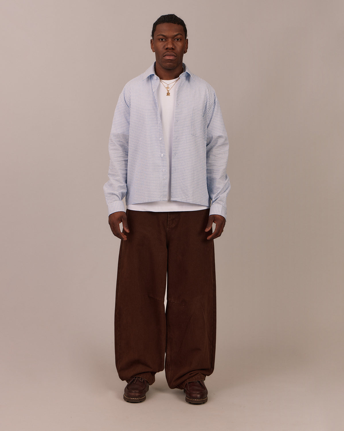 LS Checkered Shirt - Button Up SPBL - Blue/White