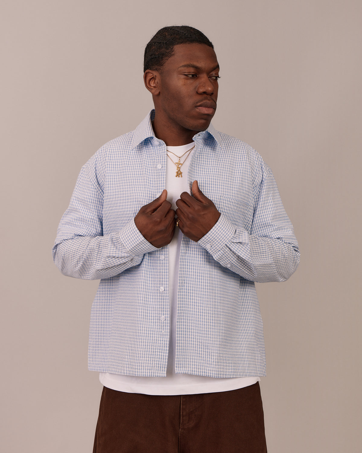 LS Checkered Shirt - Button Up SPBL - Blue/White