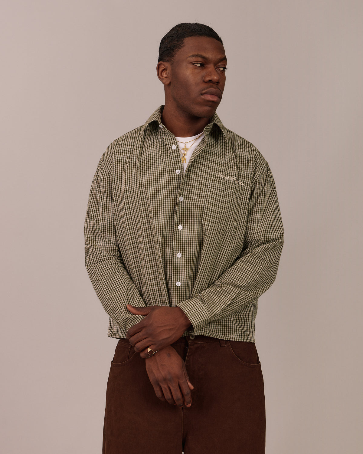 LS Checkered Shirt - Moss Green