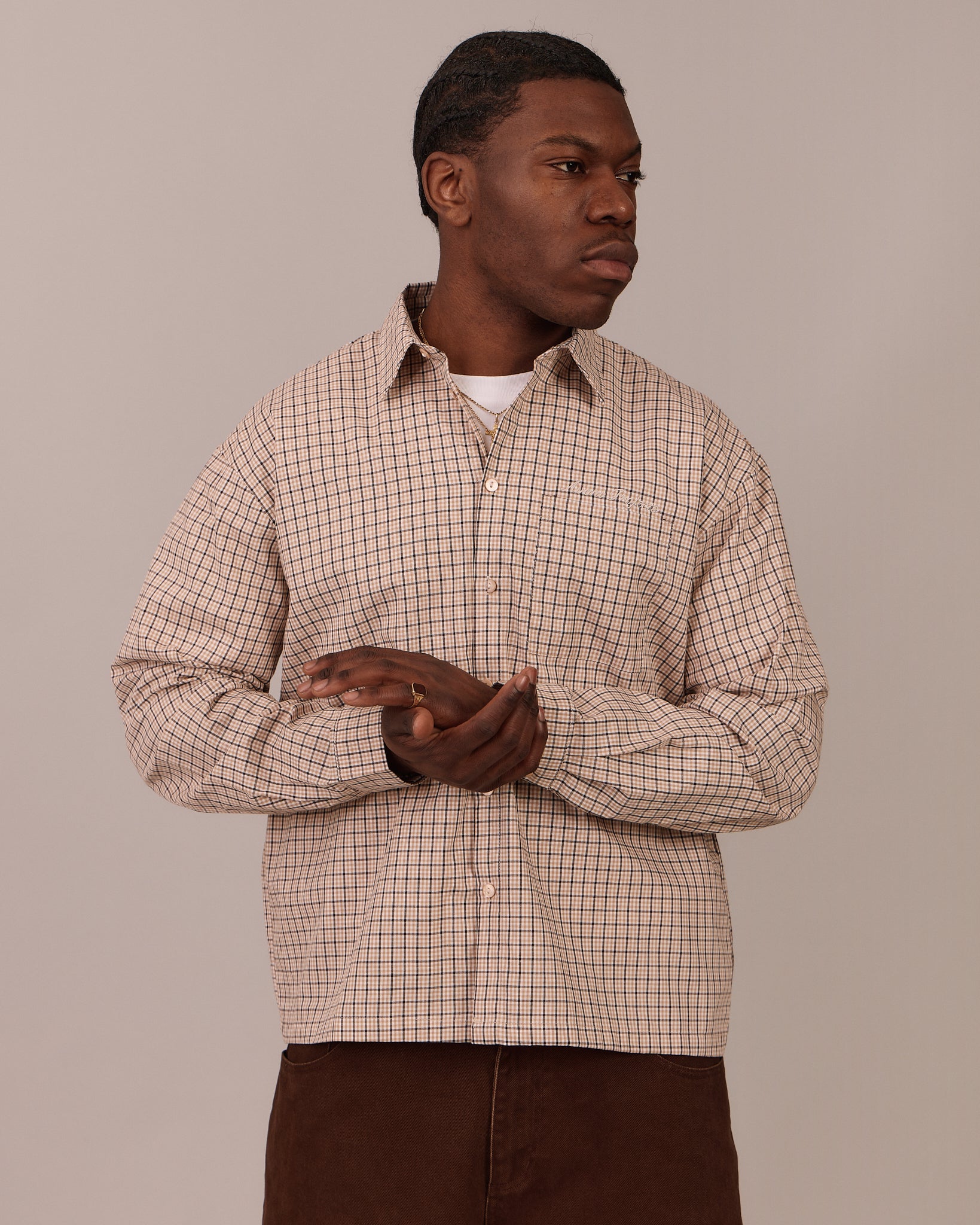 LS Checkered Shirt - Brown – Avoni Projects