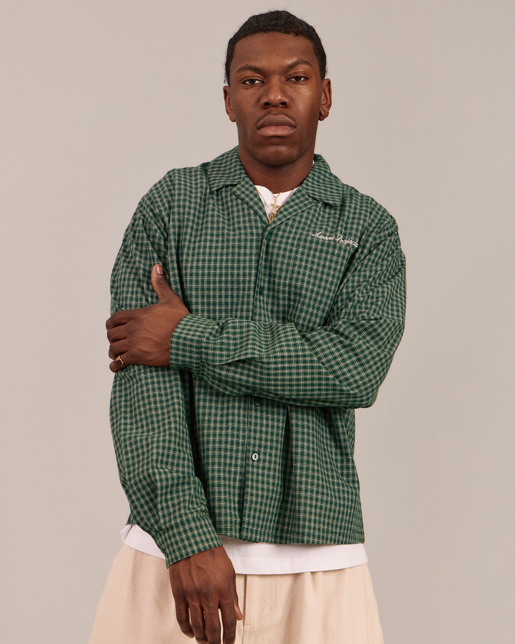 LS Checkered Shirt - Dark Green – Avoni Projects