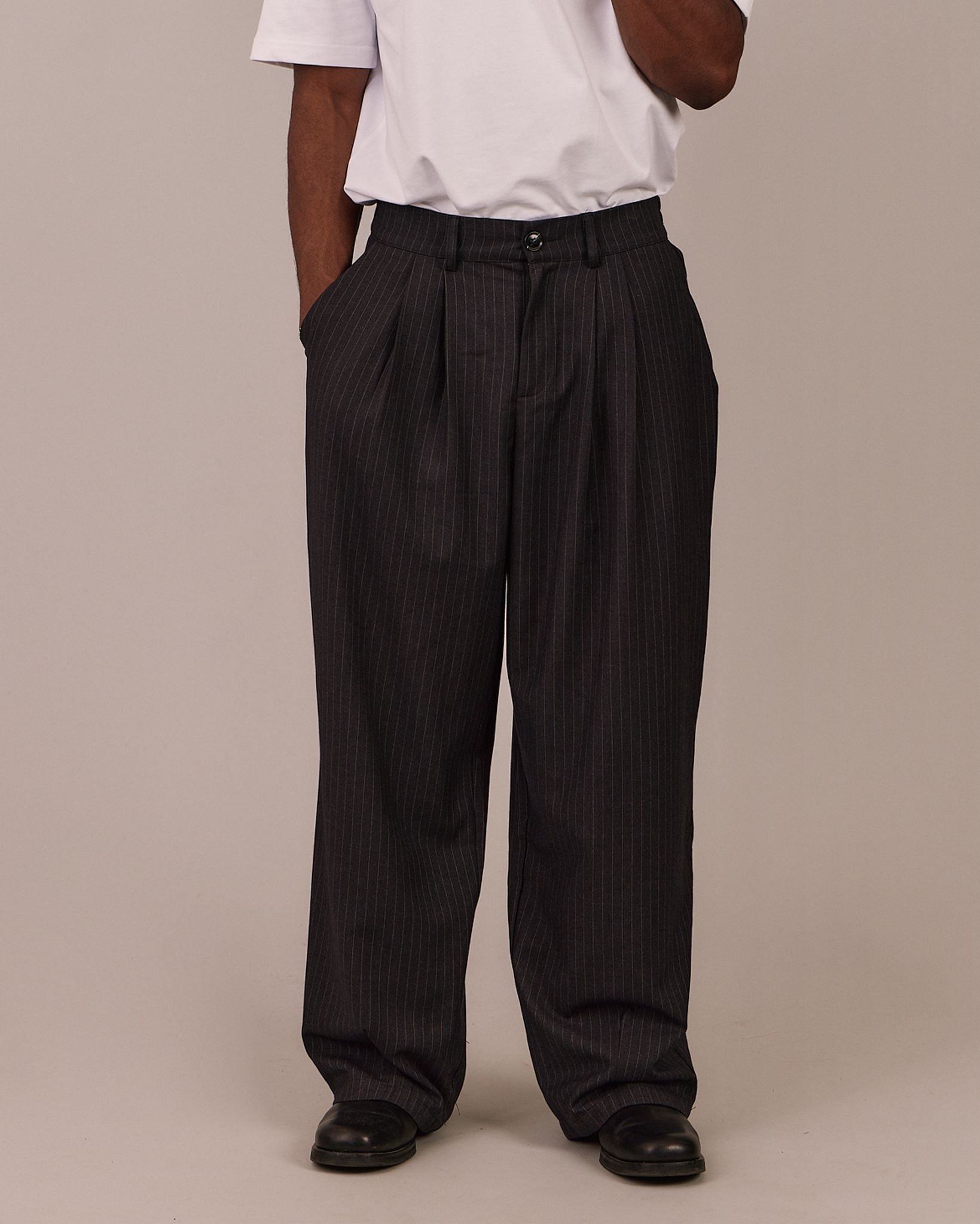 Relaxed Suit Pants - Black Stripe  Avoni Projects