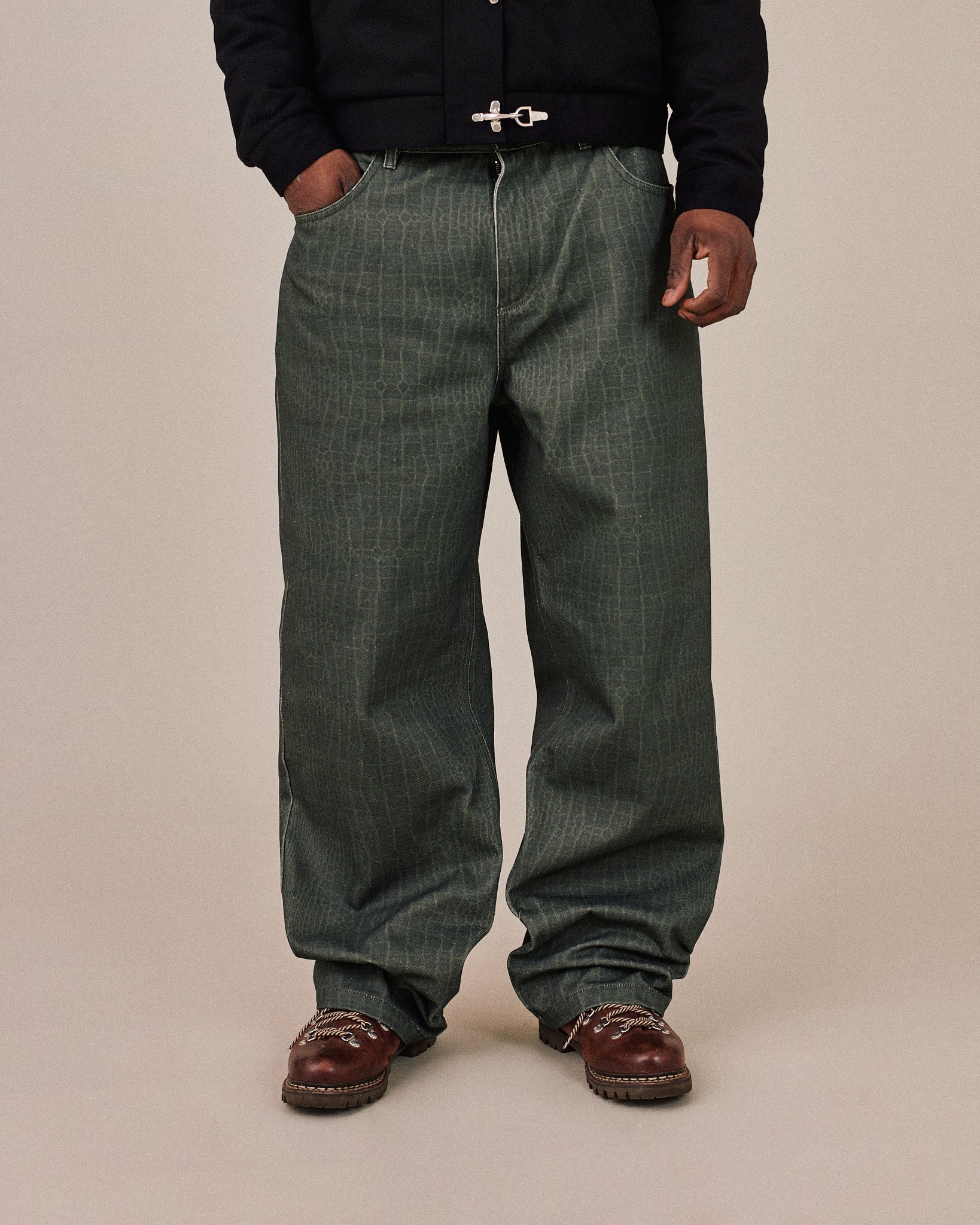 Baggy Canvas Pants - Green Croc