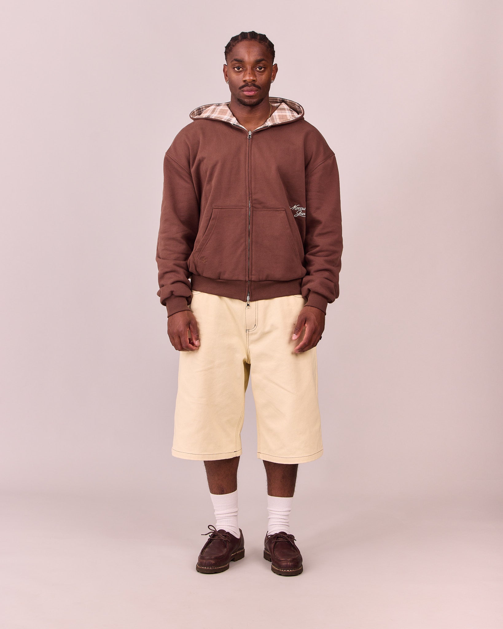 MG x Avoni Reversible Zip Hoodie - Brown/Check