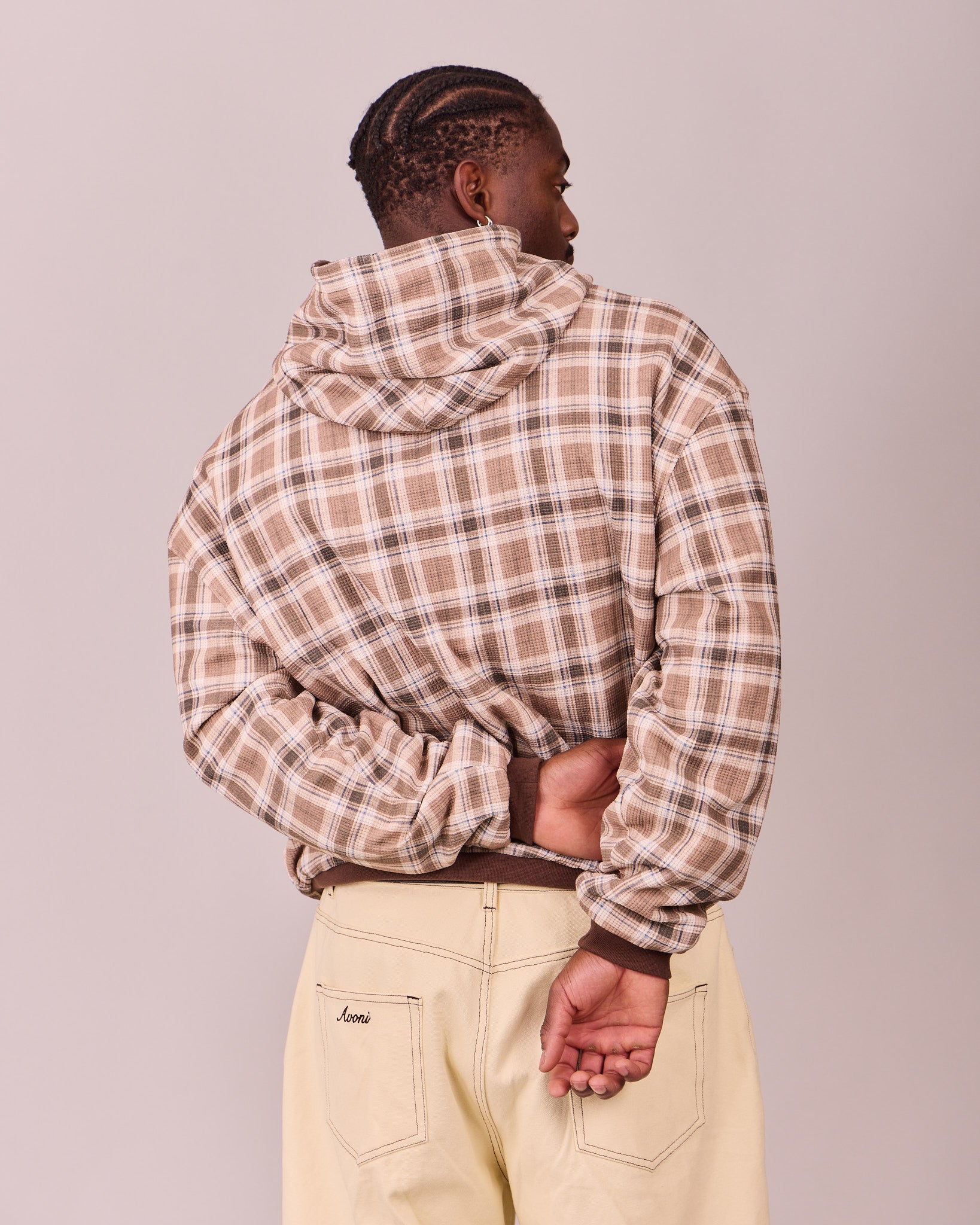 MG x Avoni Reversible Zip Hoodie - Brown/Check