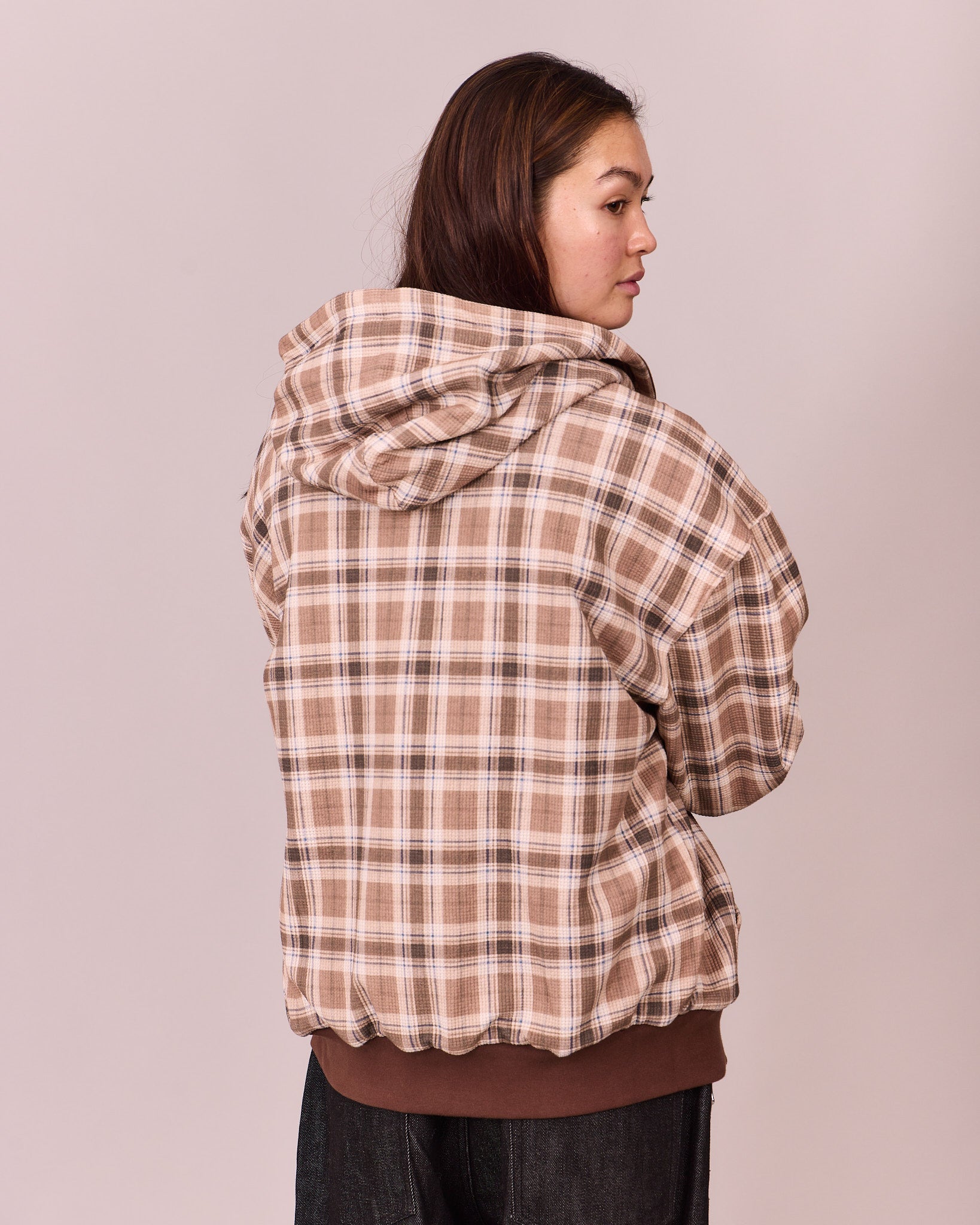 MG x Avoni Reversible Zip Hoodie - Brown/Check