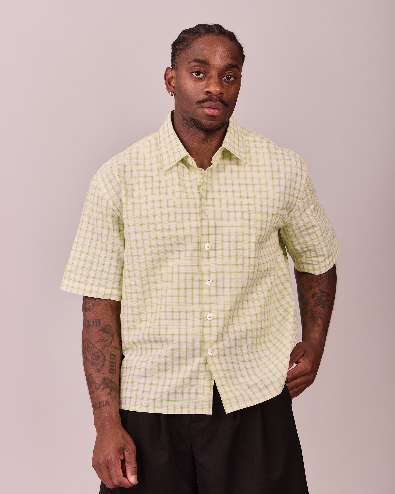 SS Checkered Shirt - Green/White