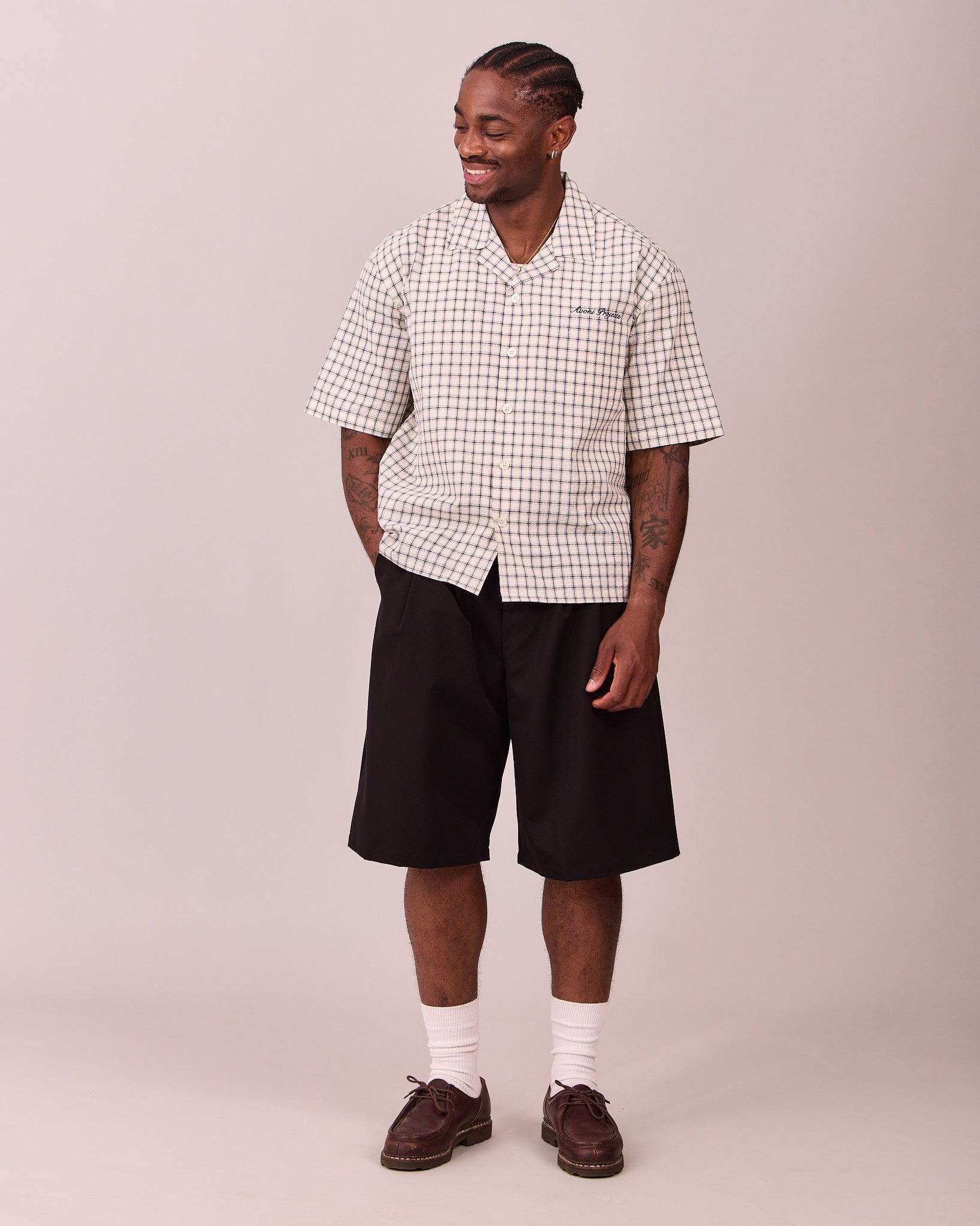 SS Checkered Shirt - Navy/White
