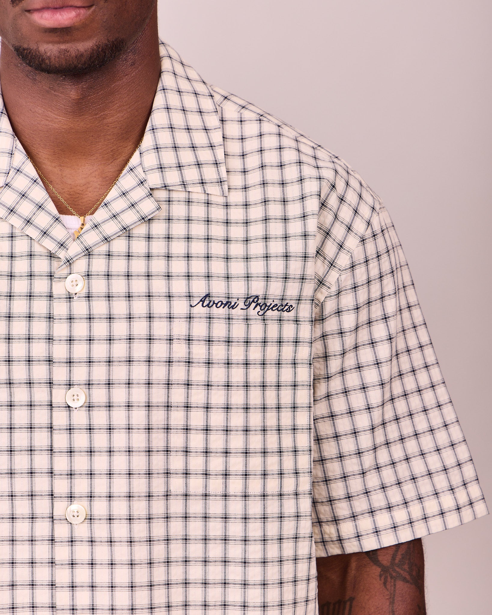 SS Checkered Shirt - Navy/White