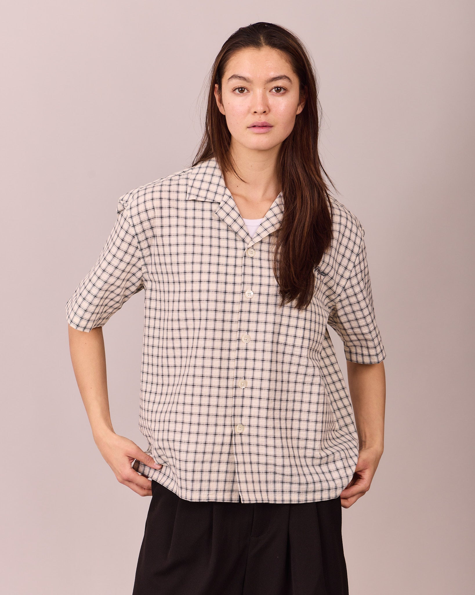SS Checkered Shirt - Navy/White