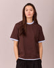 SS Ringer Tee - Brown/Baby Blue