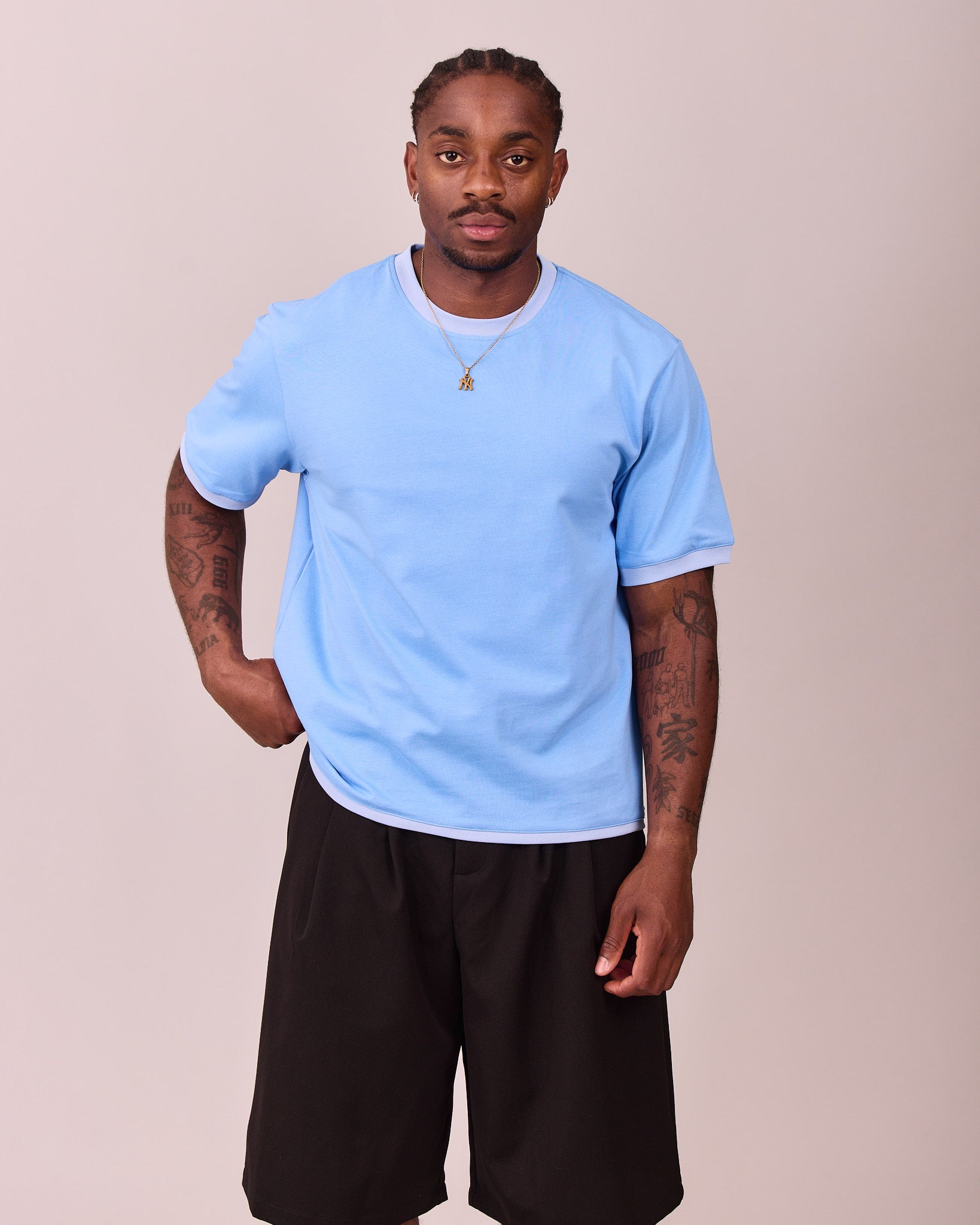 SS Ringer Tee - Blue/Baby Blue