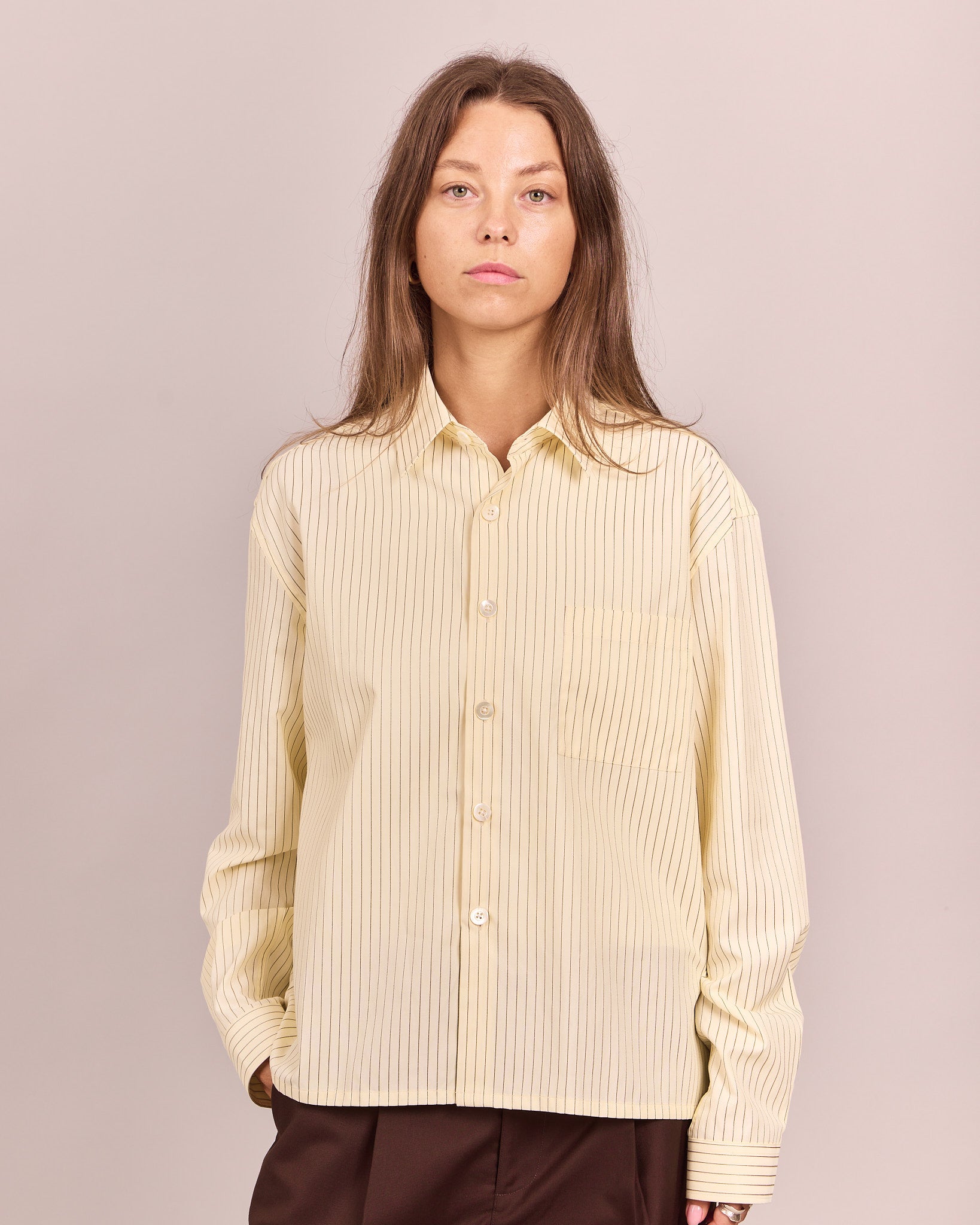 LS Striped Shirt - Butteryellow/Brown