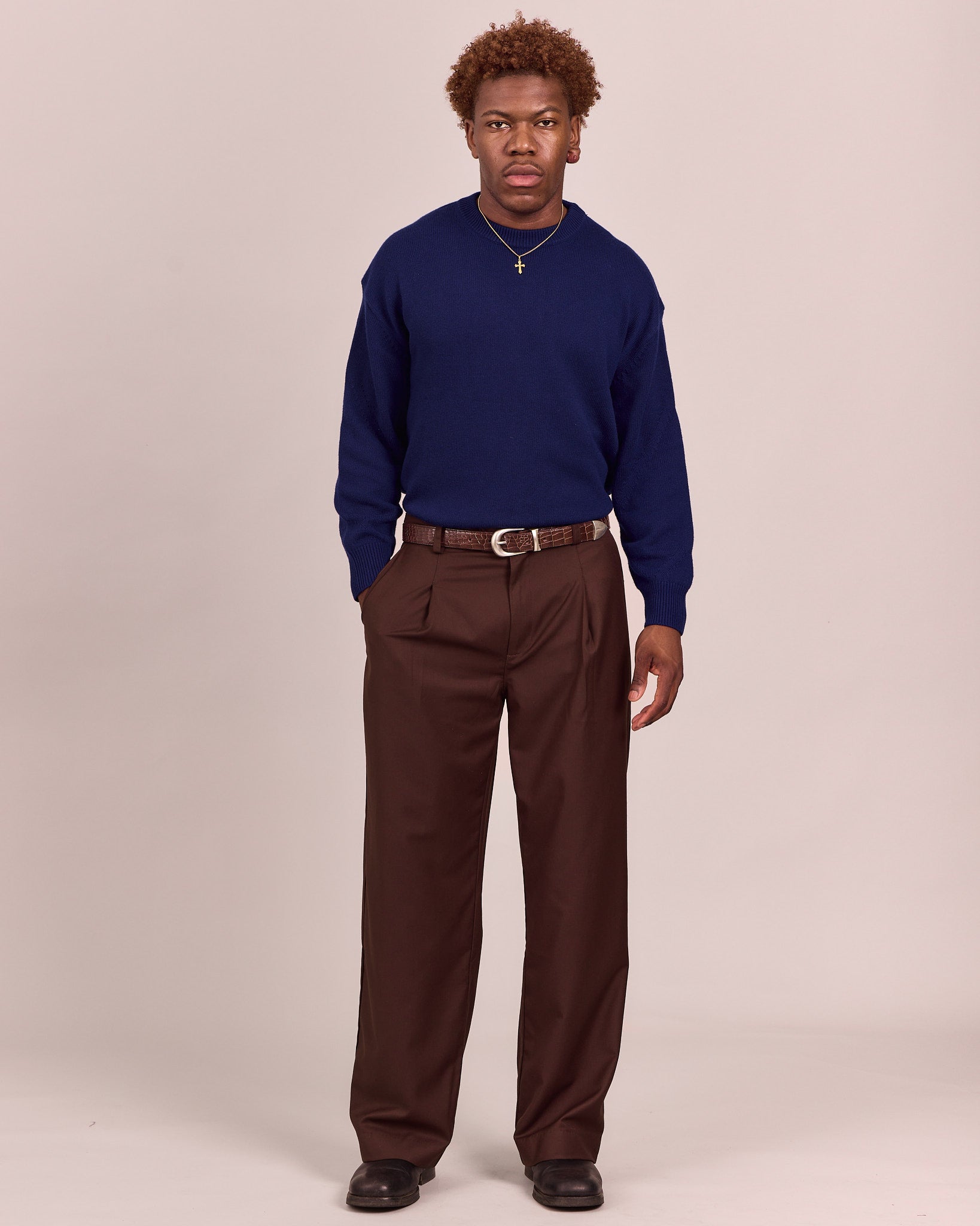 Essential Merino O-Neck Knit- Navy