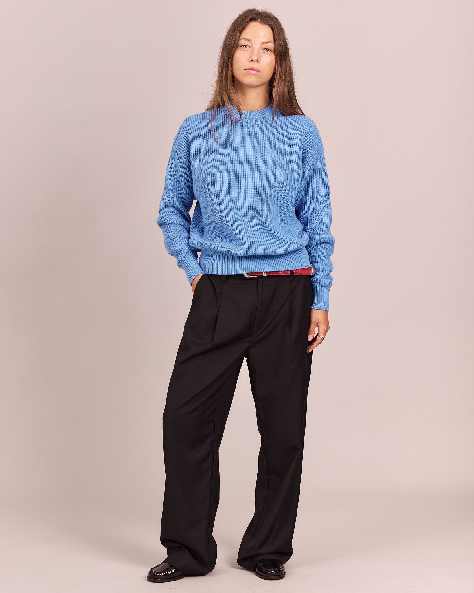Fisherman O Neck Knit - Blue