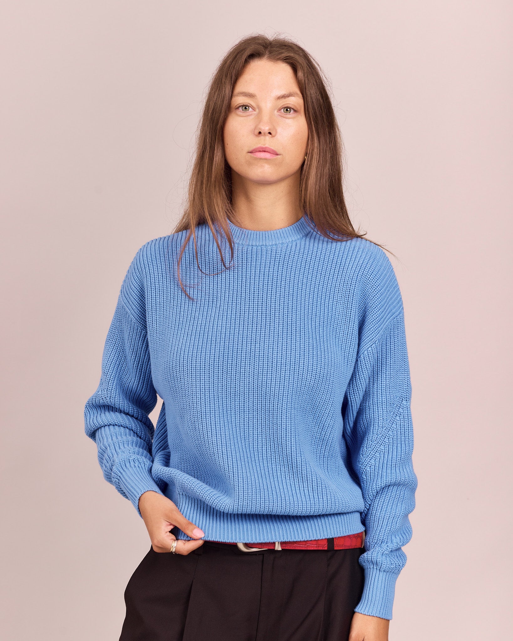 Fisherman O Neck Knit - Blue
