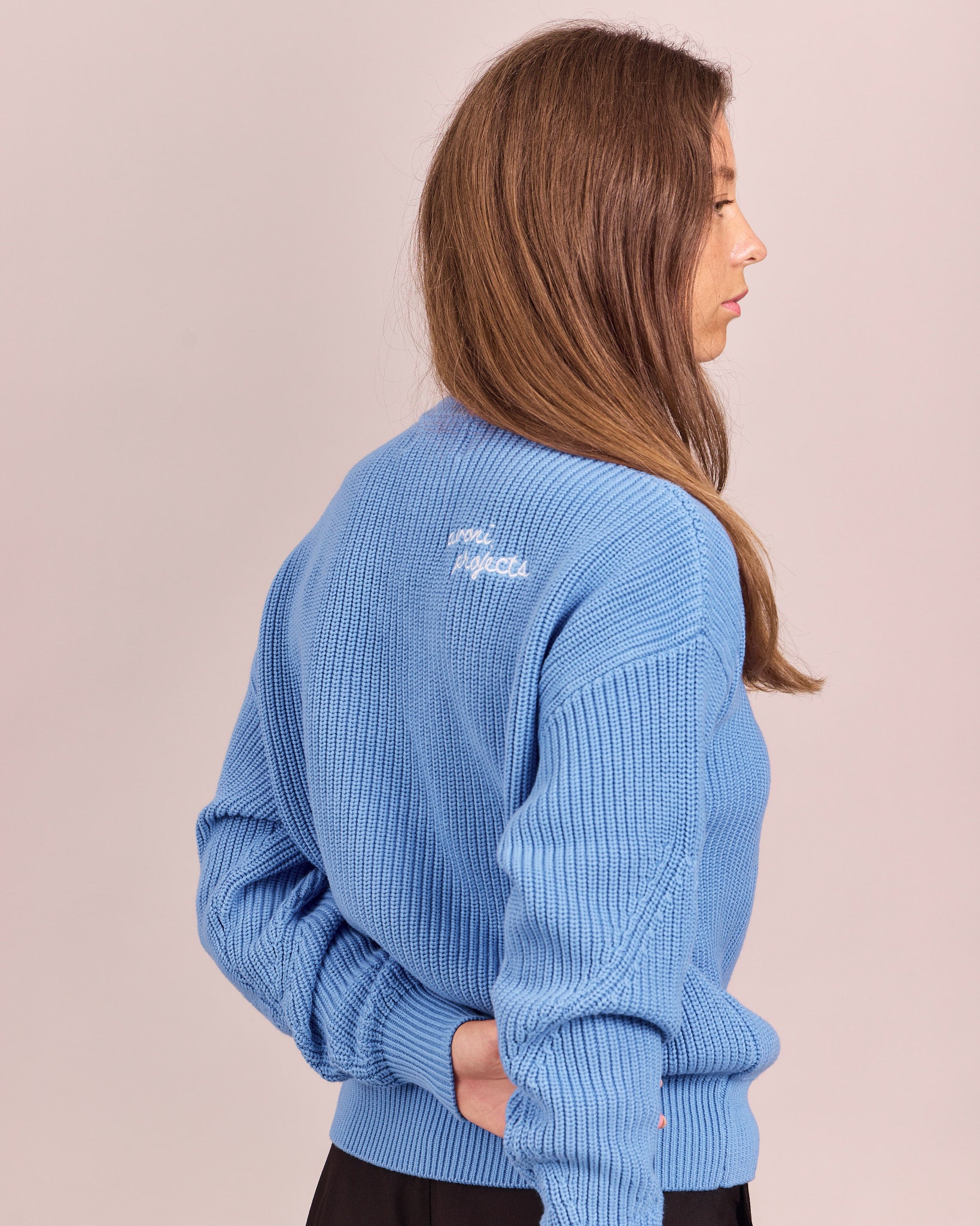 Fisherman O Neck Knit - Blue
