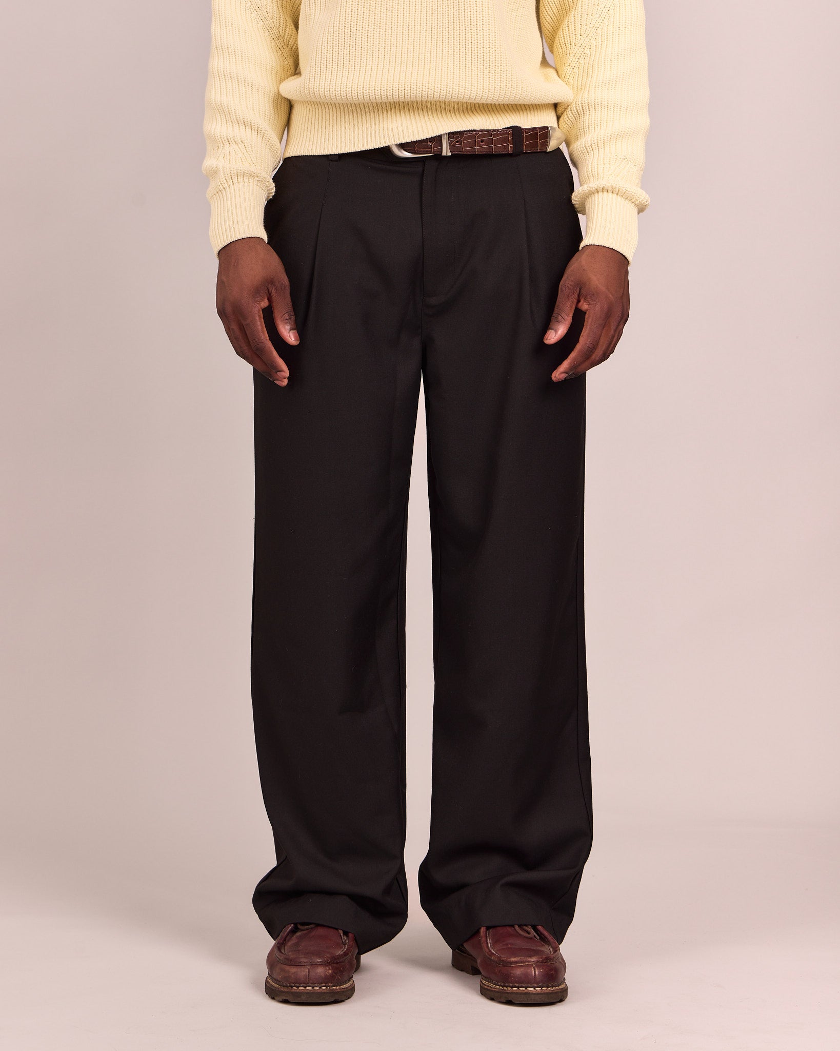 Straight Suit Pants - Black