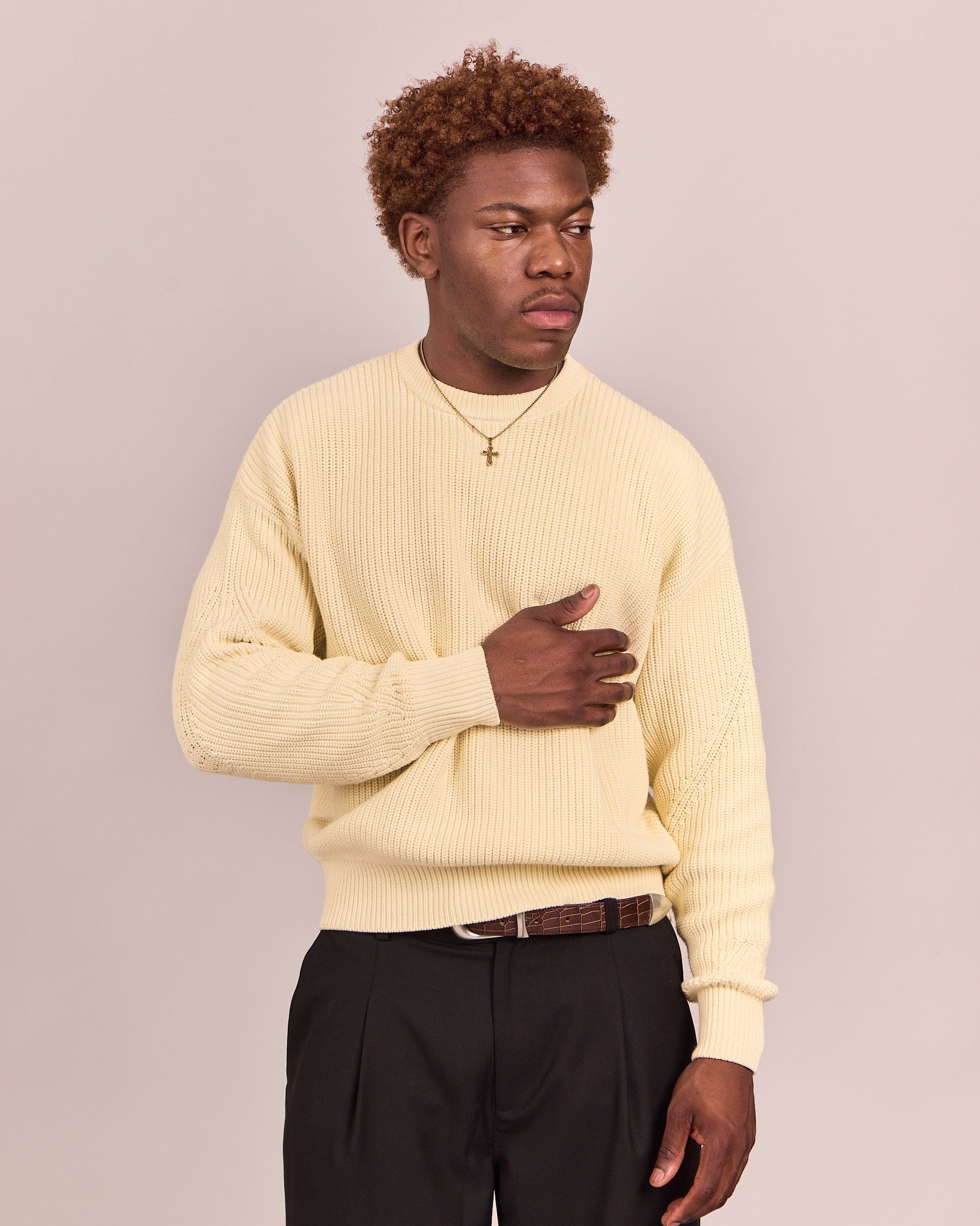 Fisherman O Neck Knit - Butteryellow