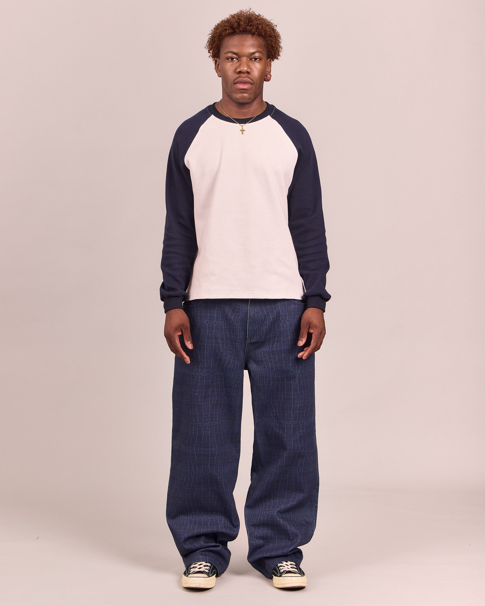 Baggy Canvas Pants - Blue Croc